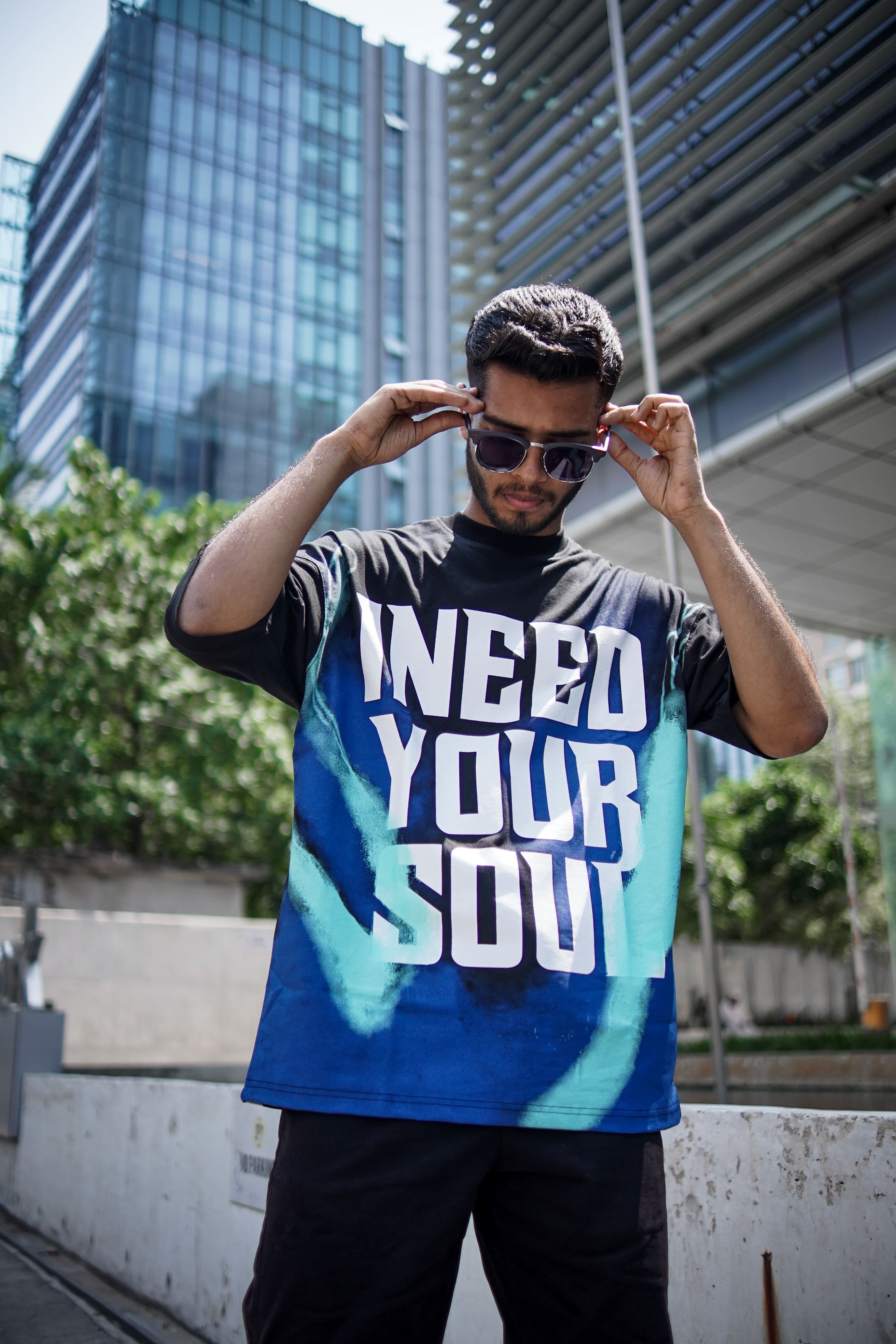 Skull on Fire Drop Shoulder T-Shirt