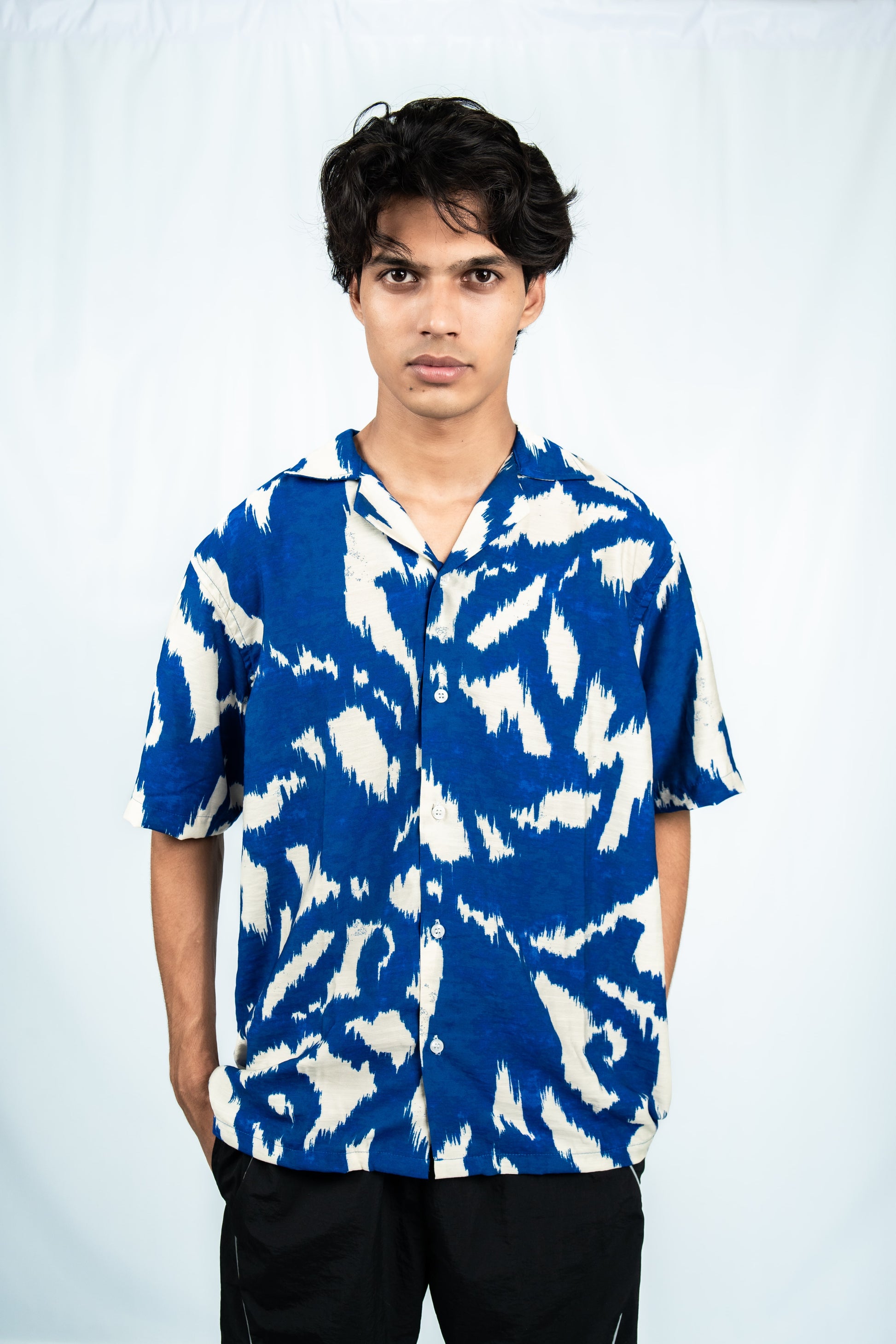 Blue Cuban Collar Shirt