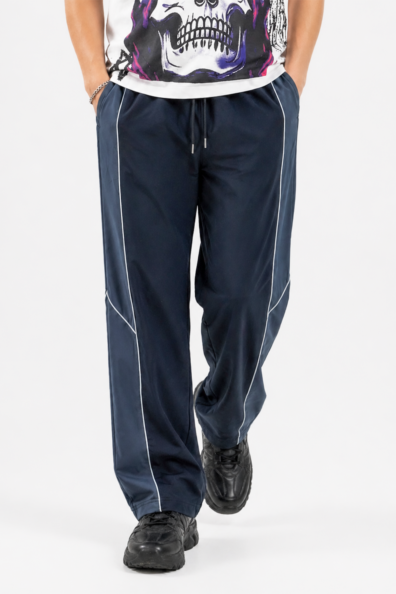 Grey and Black Stripe Baggy Pant
