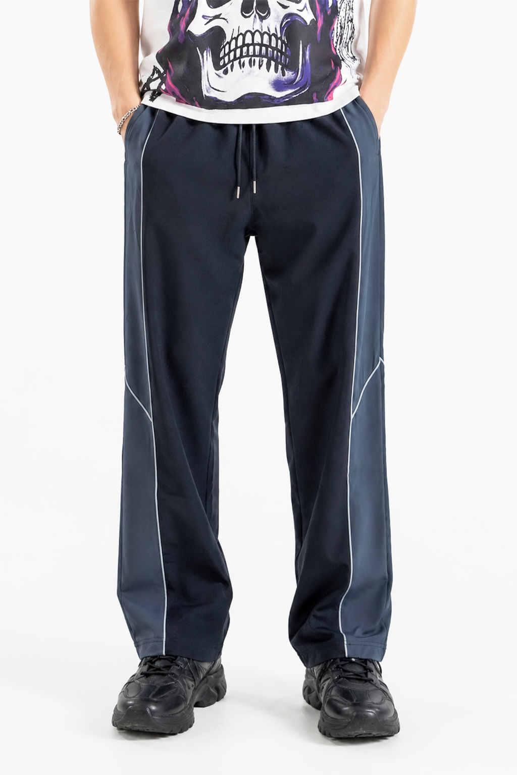 Grey and Black Stripe Baggy Pant