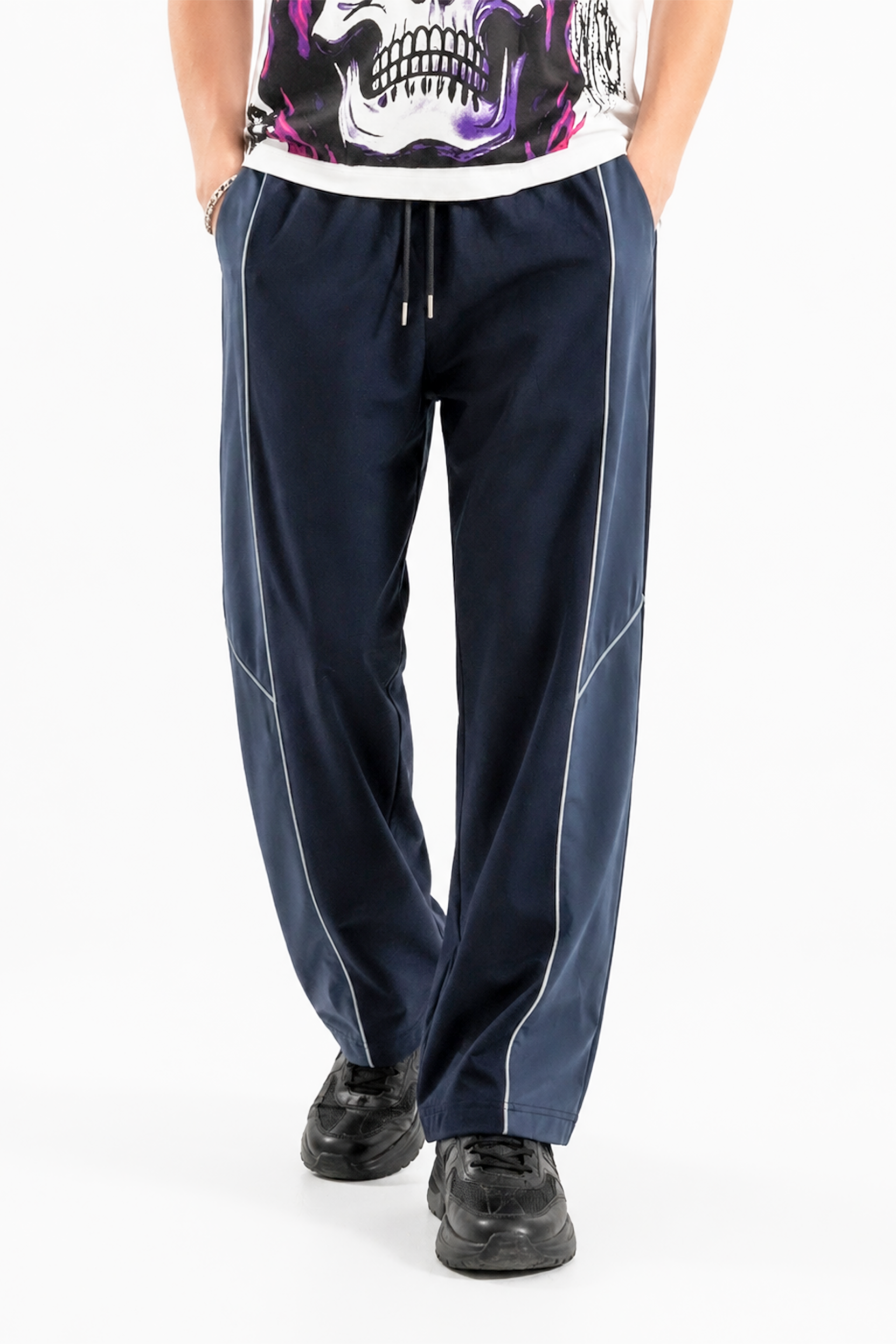 Grey and Black Stripe Baggy Pant