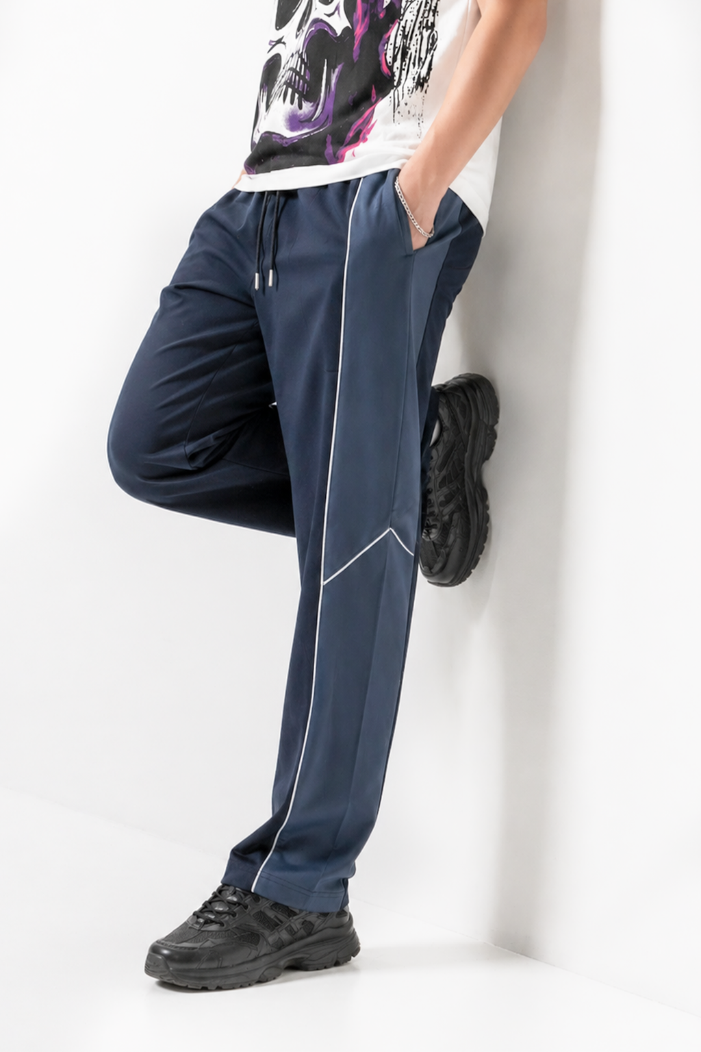 Grey and Black Stripe Baggy Pant