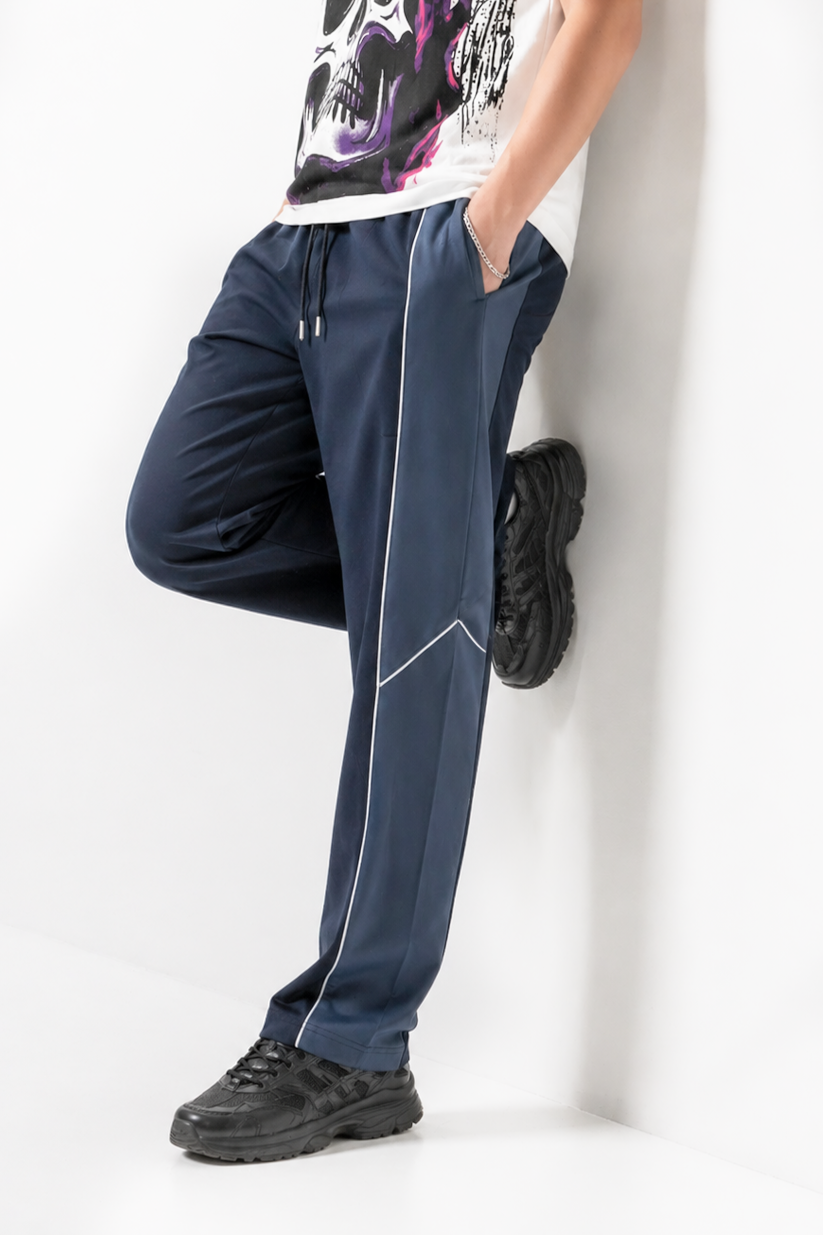 Grey and Black Stripe Baggy Pant