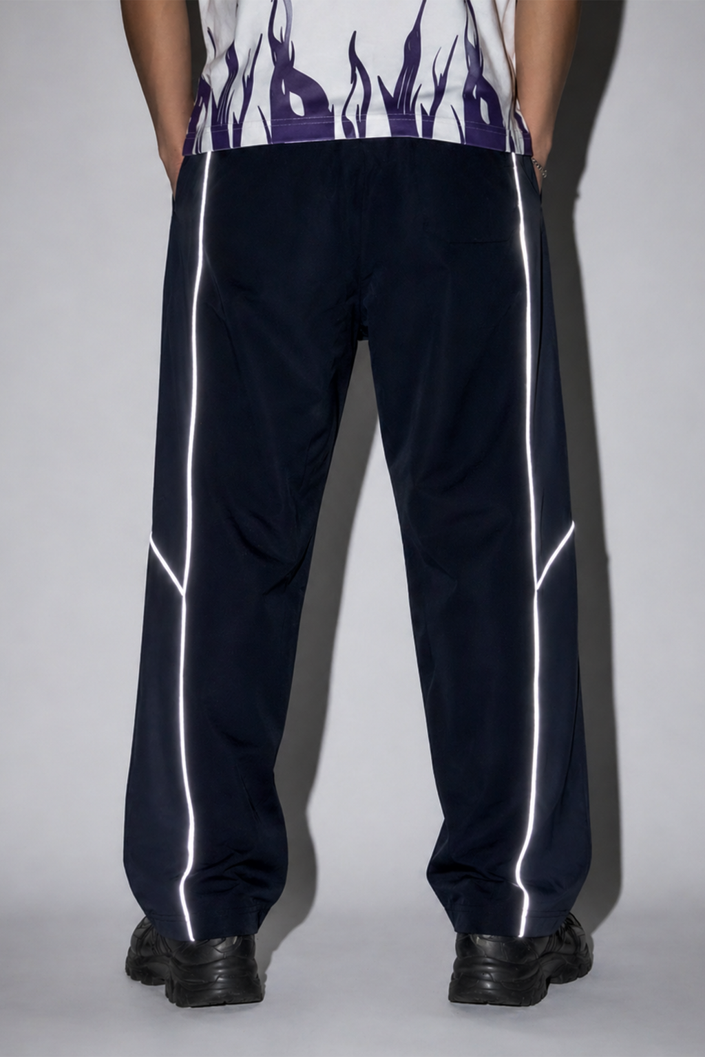 Grey and Black Stripe Baggy Pant
