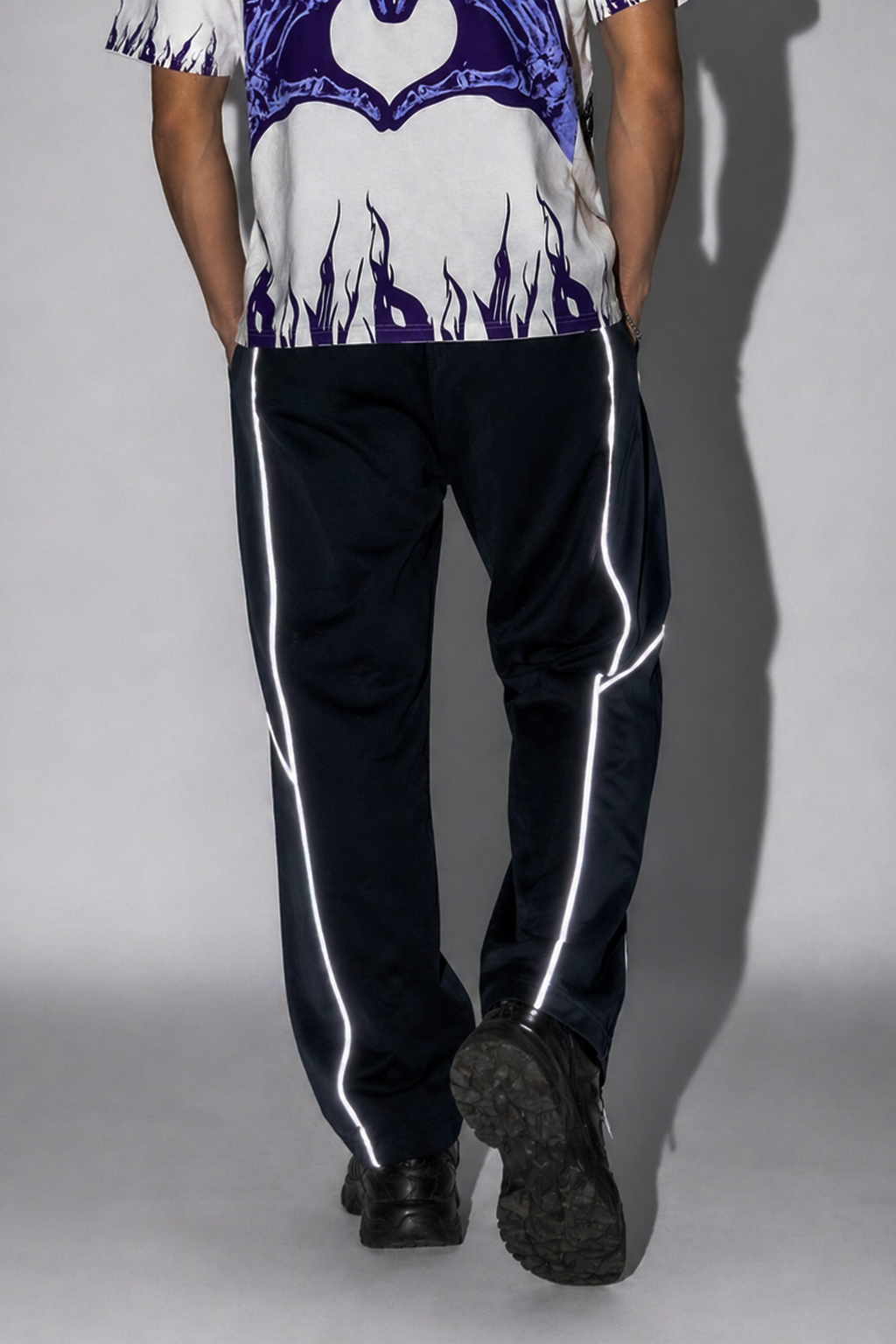 Grey and Black Stripe Baggy Pant