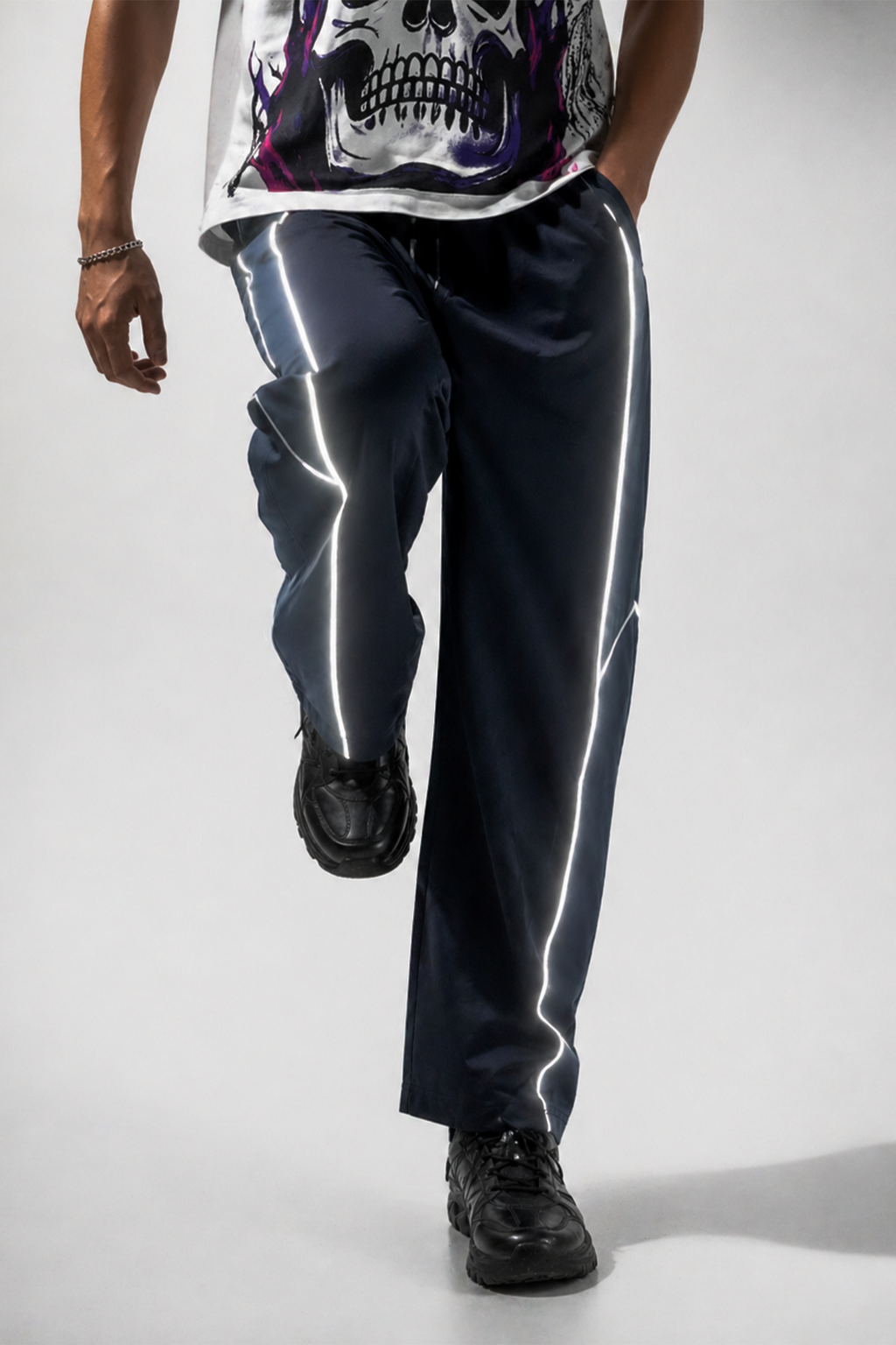 Grey and Black Stripe Baggy Pant