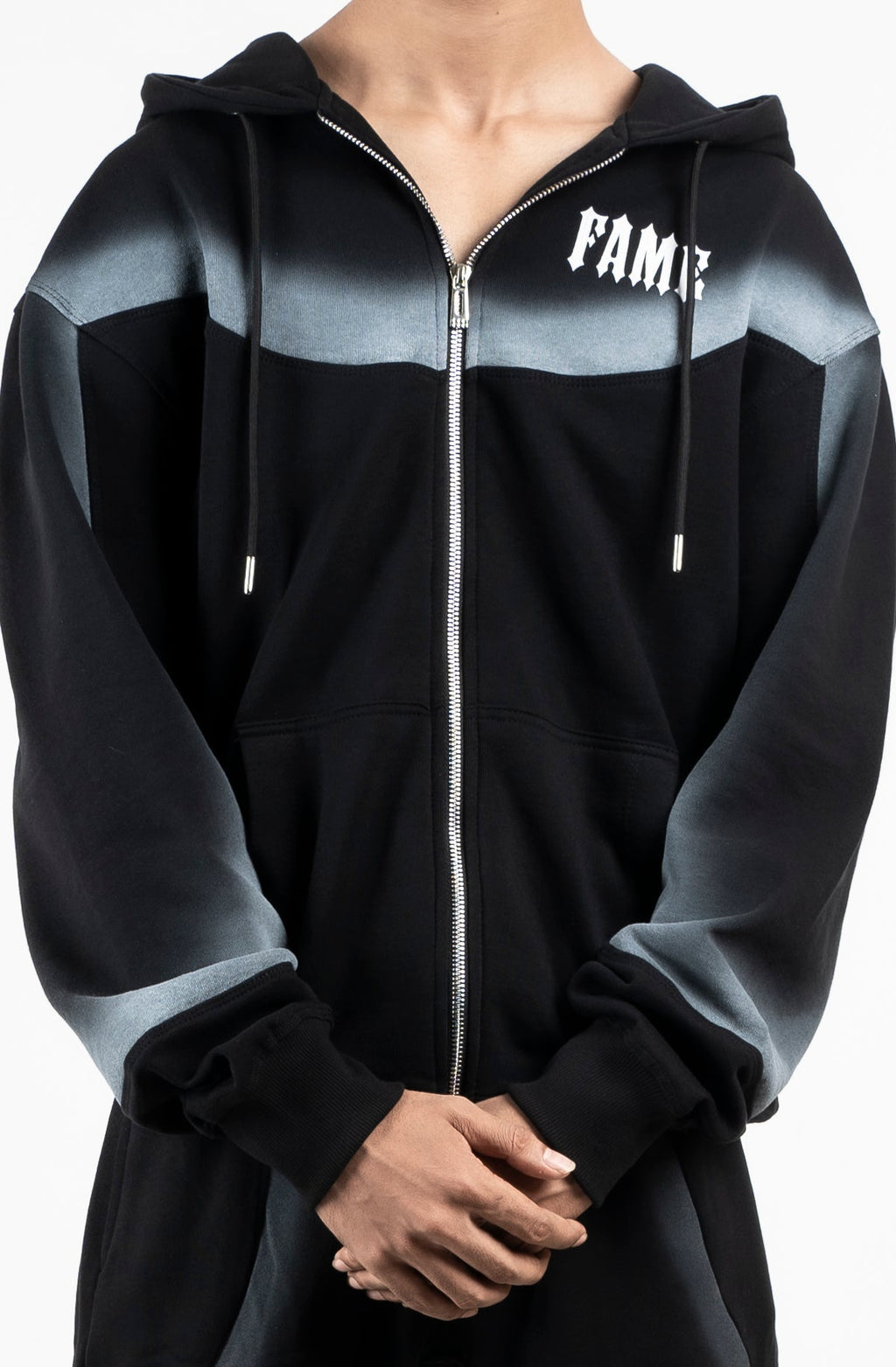 Black Spray Zipper Hoodie