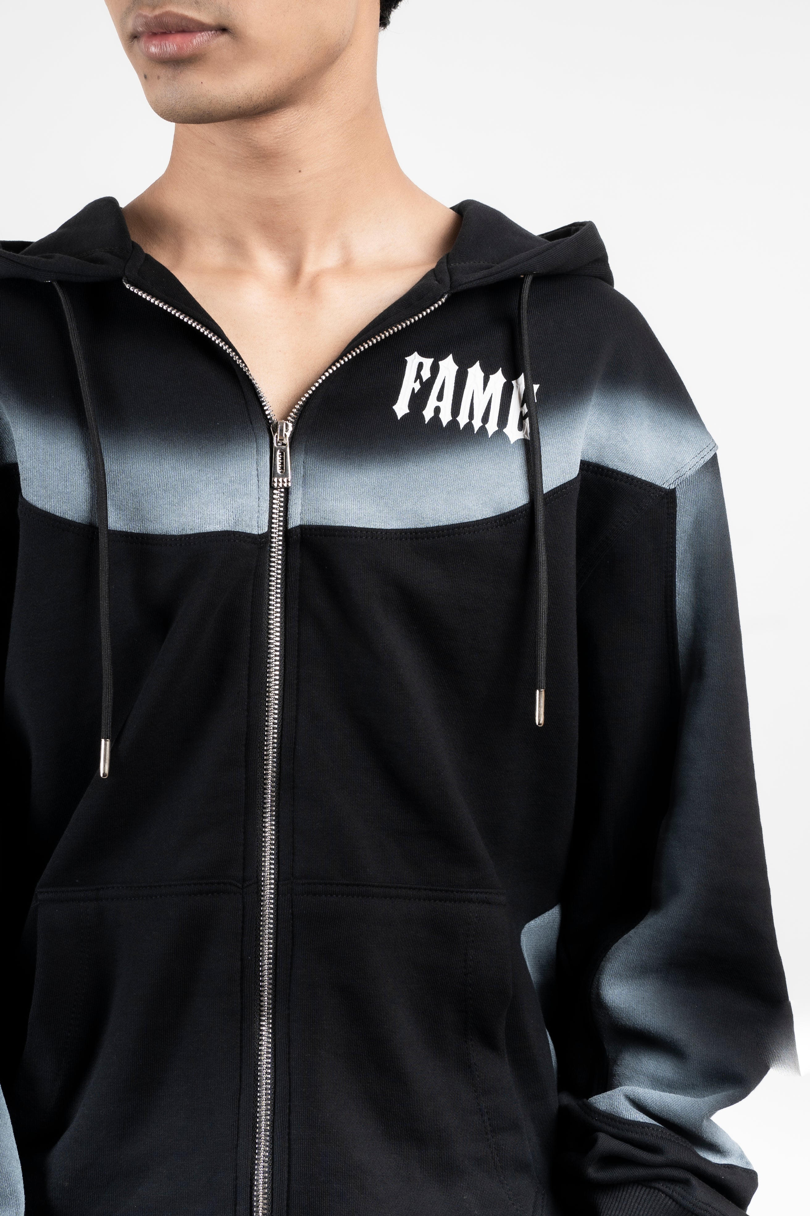 Black Spray Zipper Hoodie