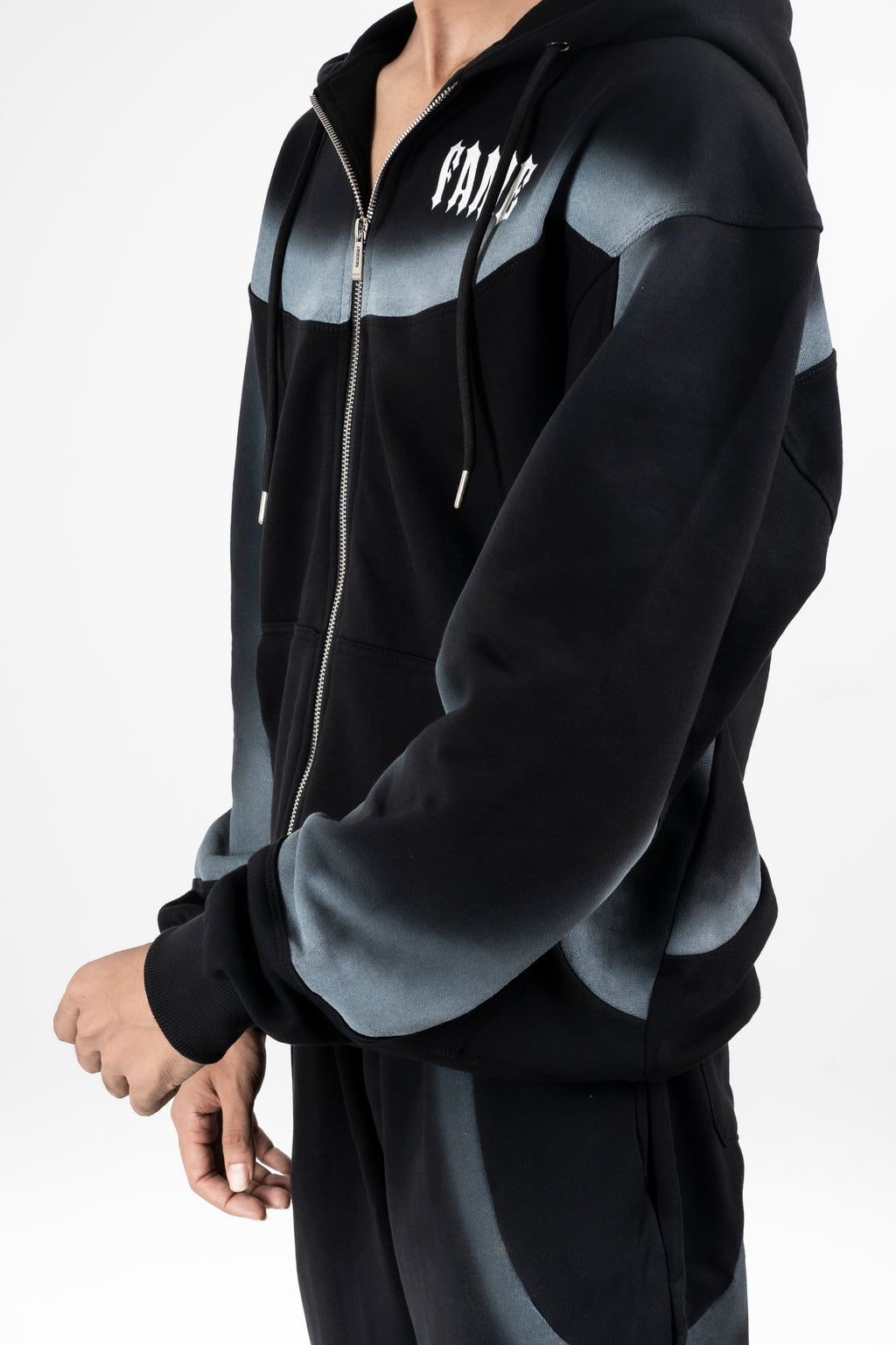 Black Spray Zipper Hoodie