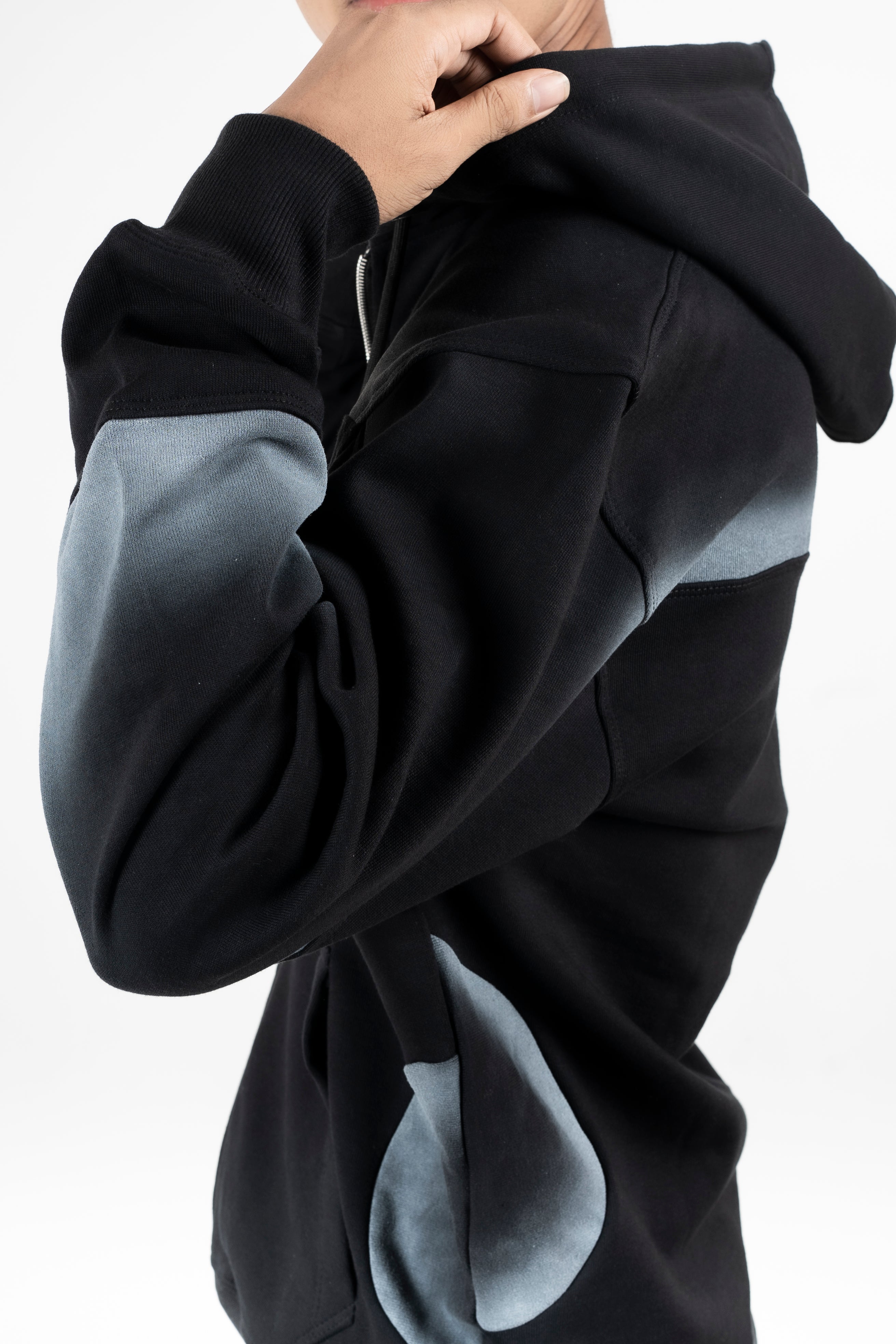 Black Spray Zipper Hoodie