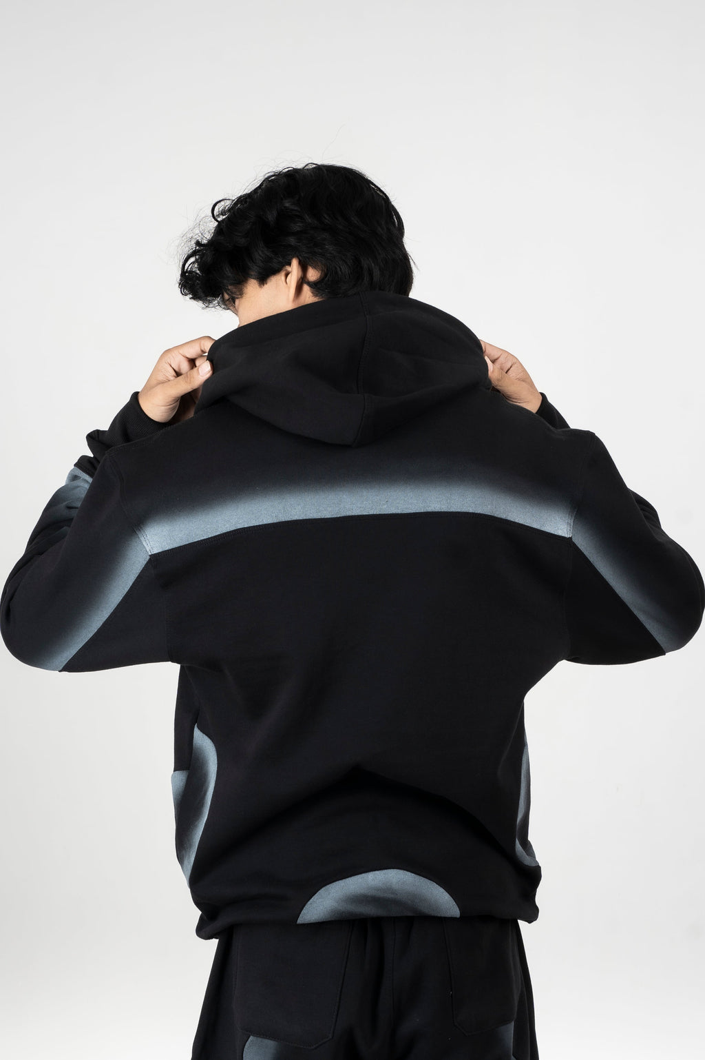 Black Spray Zipper Hoodie