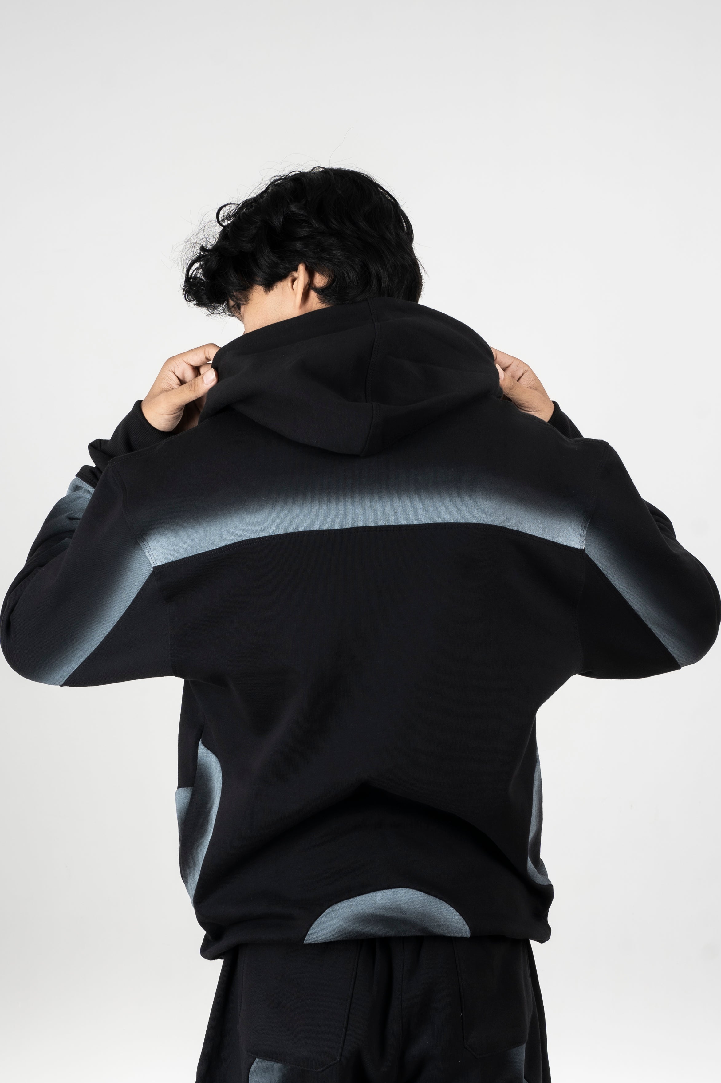 Black Spray Zipper Hoodie