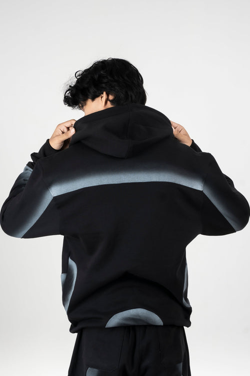 Black Spray Zipper Hoodie