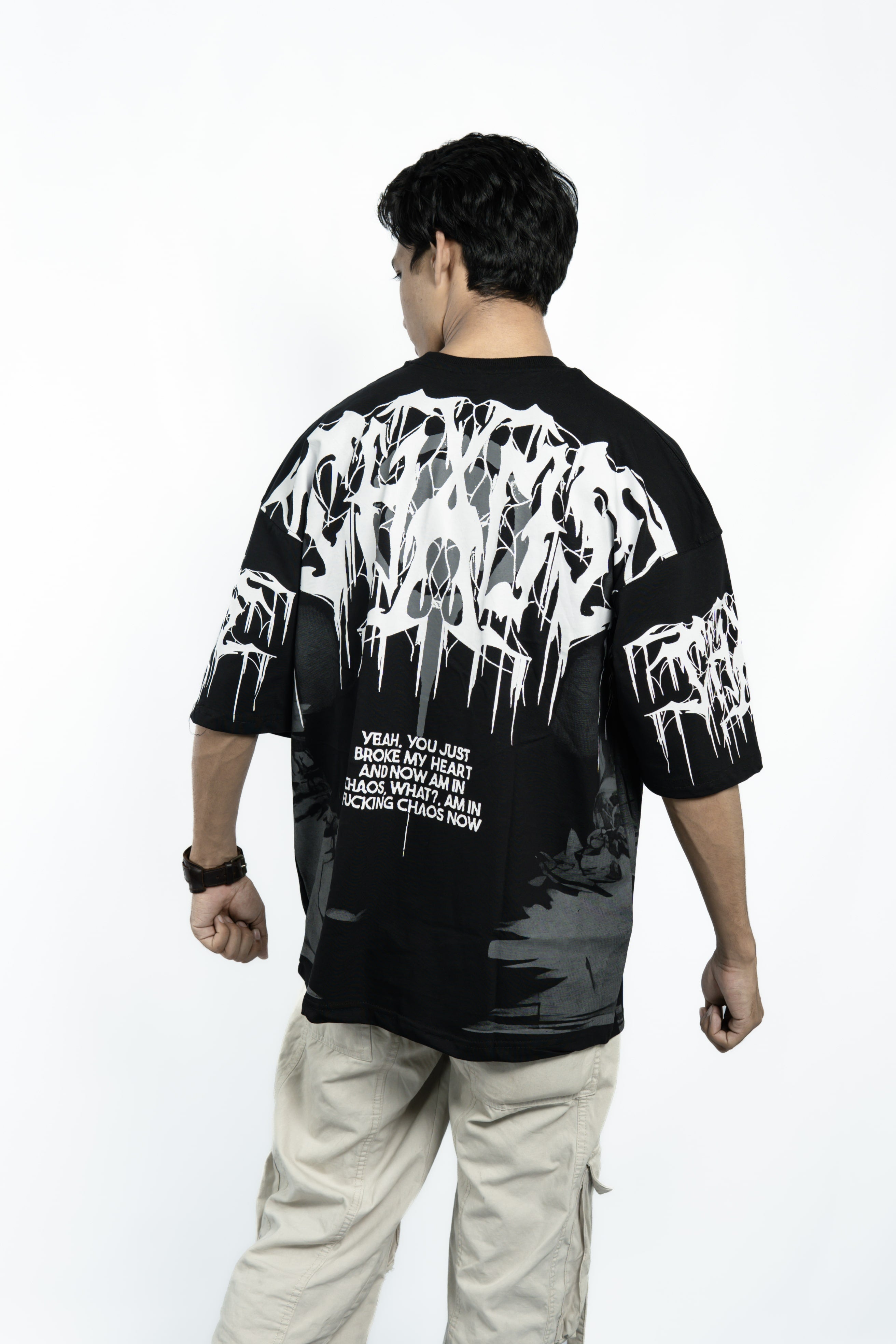 White BL00D Drop Shoulder T-Shirt