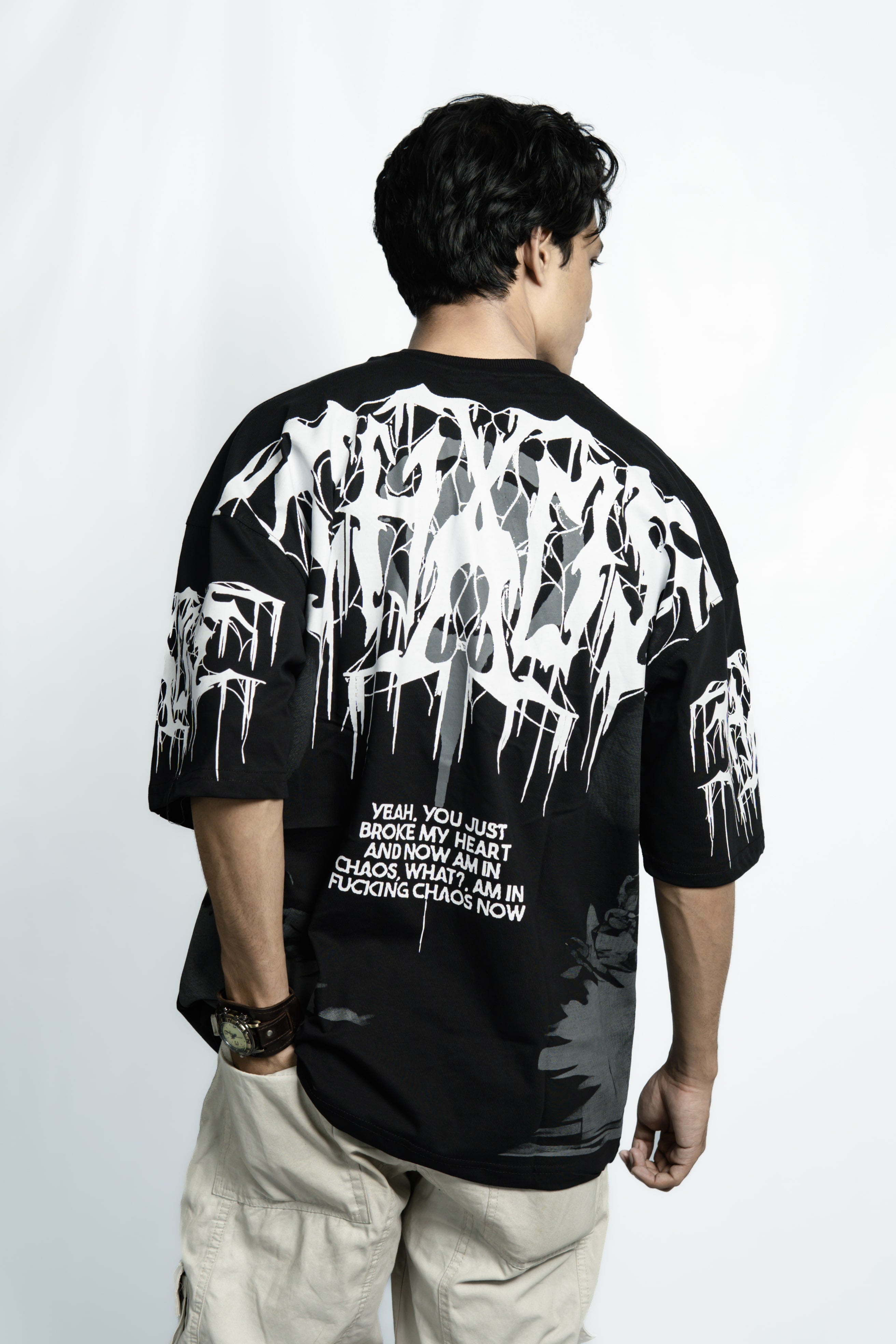 White BL00D Drop Shoulder T-Shirt