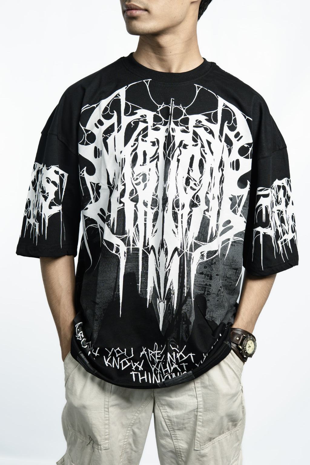White BL00D Drop Shoulder T-Shirt
