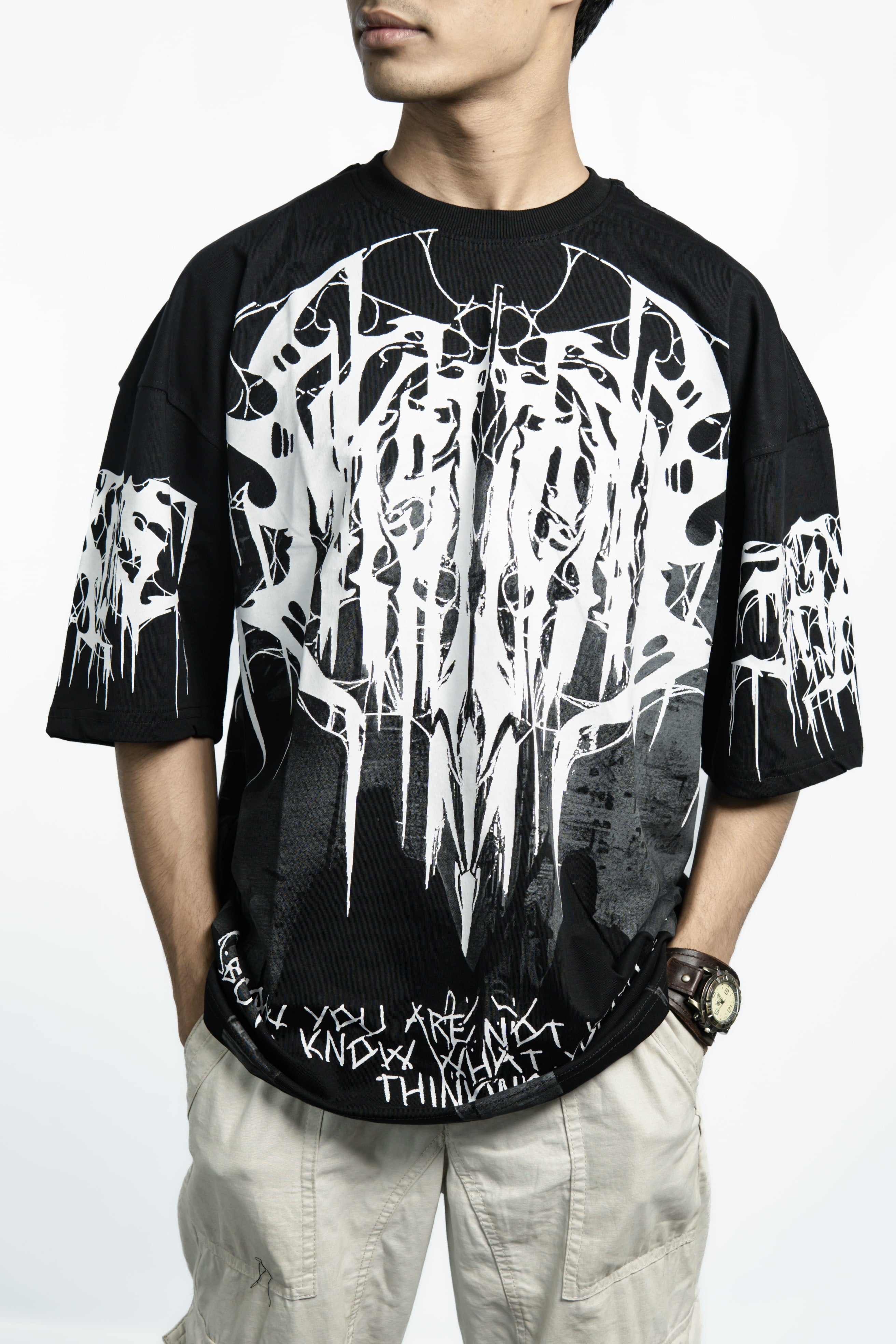 White BL00D Drop Shoulder T-Shirt