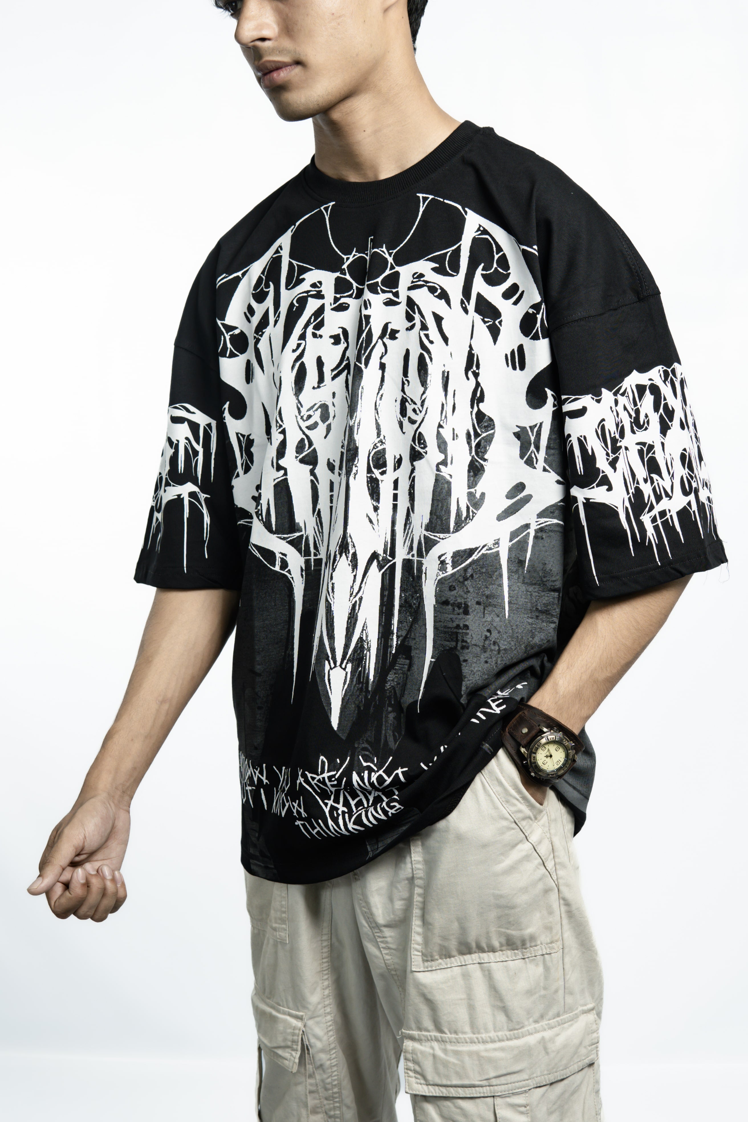 White BL00D Drop Shoulder T-Shirt
