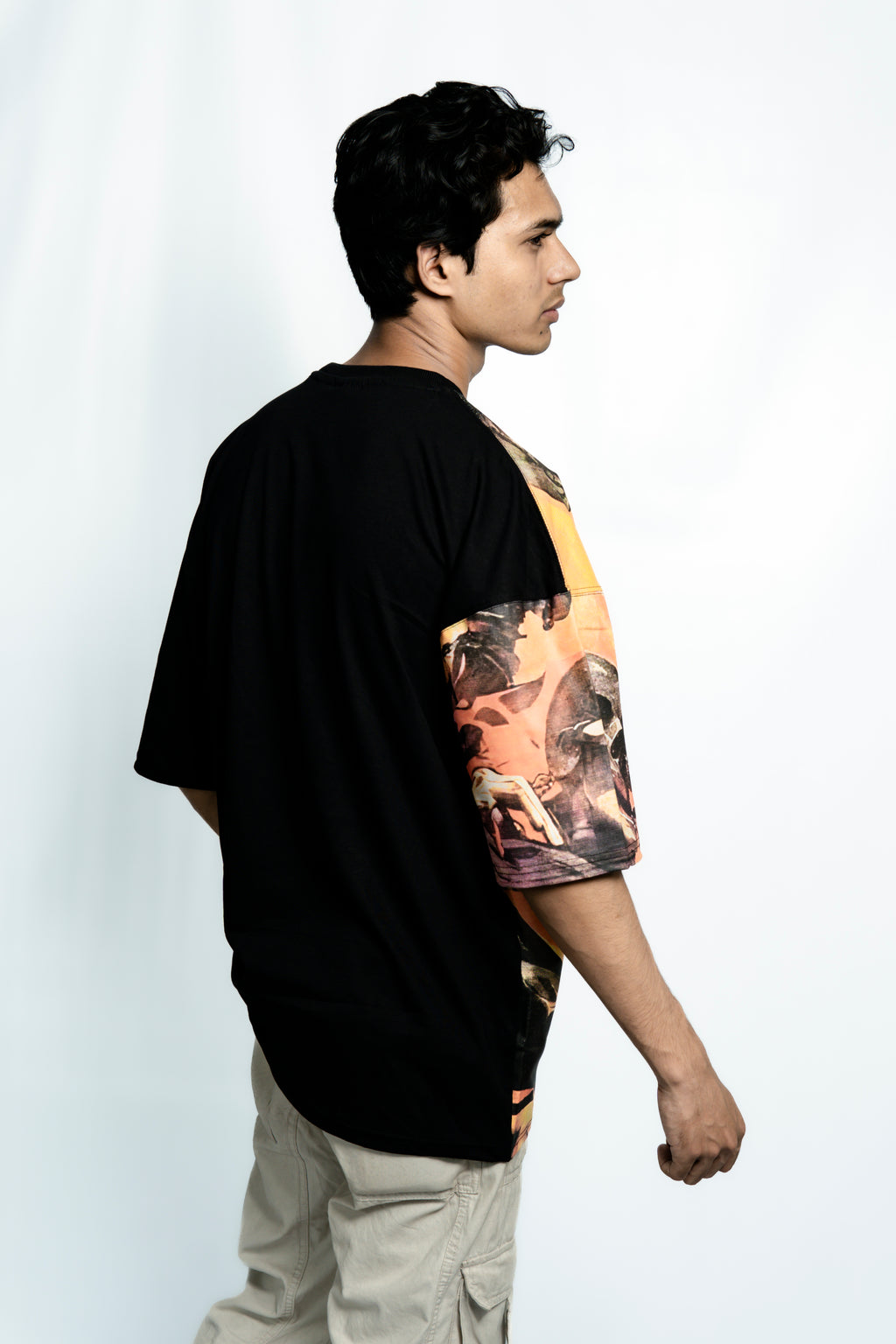 Orange Skull Drop Shoulder T-Shirt