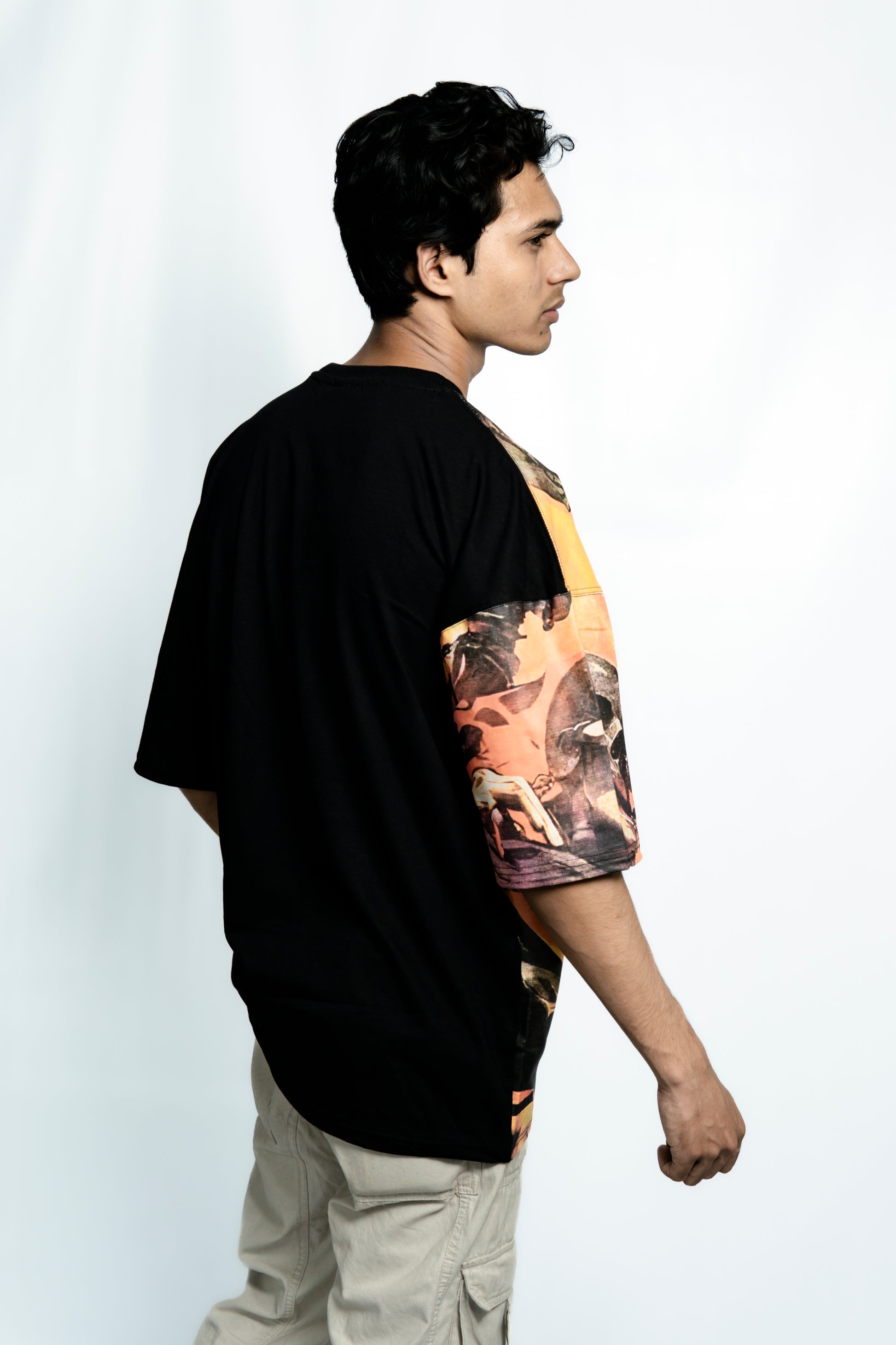 Orange Skull Drop Shoulder T-Shirt