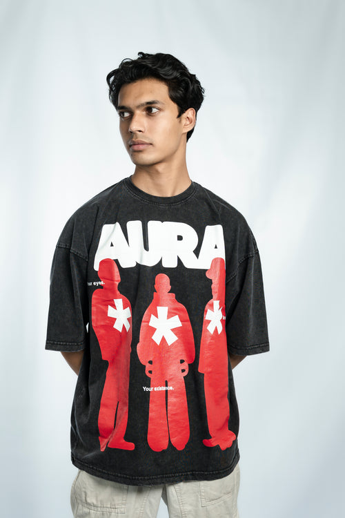 Aura Acid Wash Drop Shoulder T-Shirt