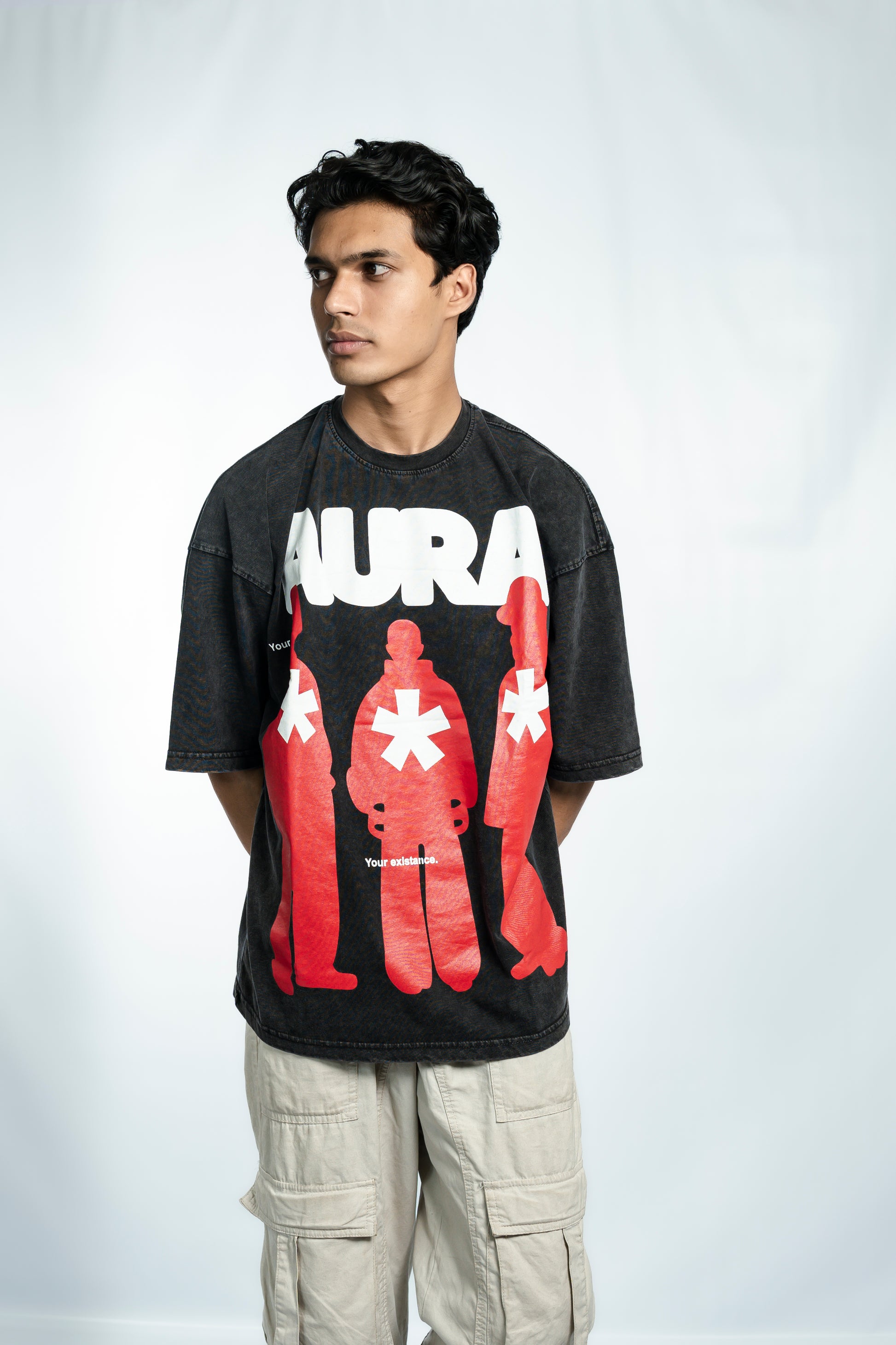 Aura Acid Wash Drop Shoulder T-Shirt