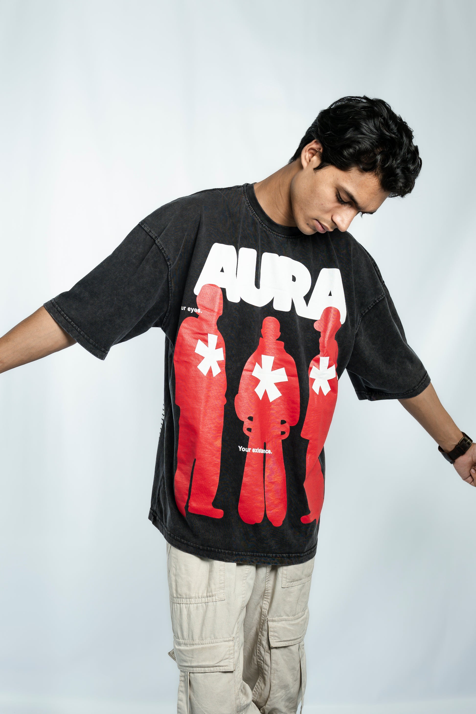 Aura Acid Wash Drop Shoulder T-Shirt