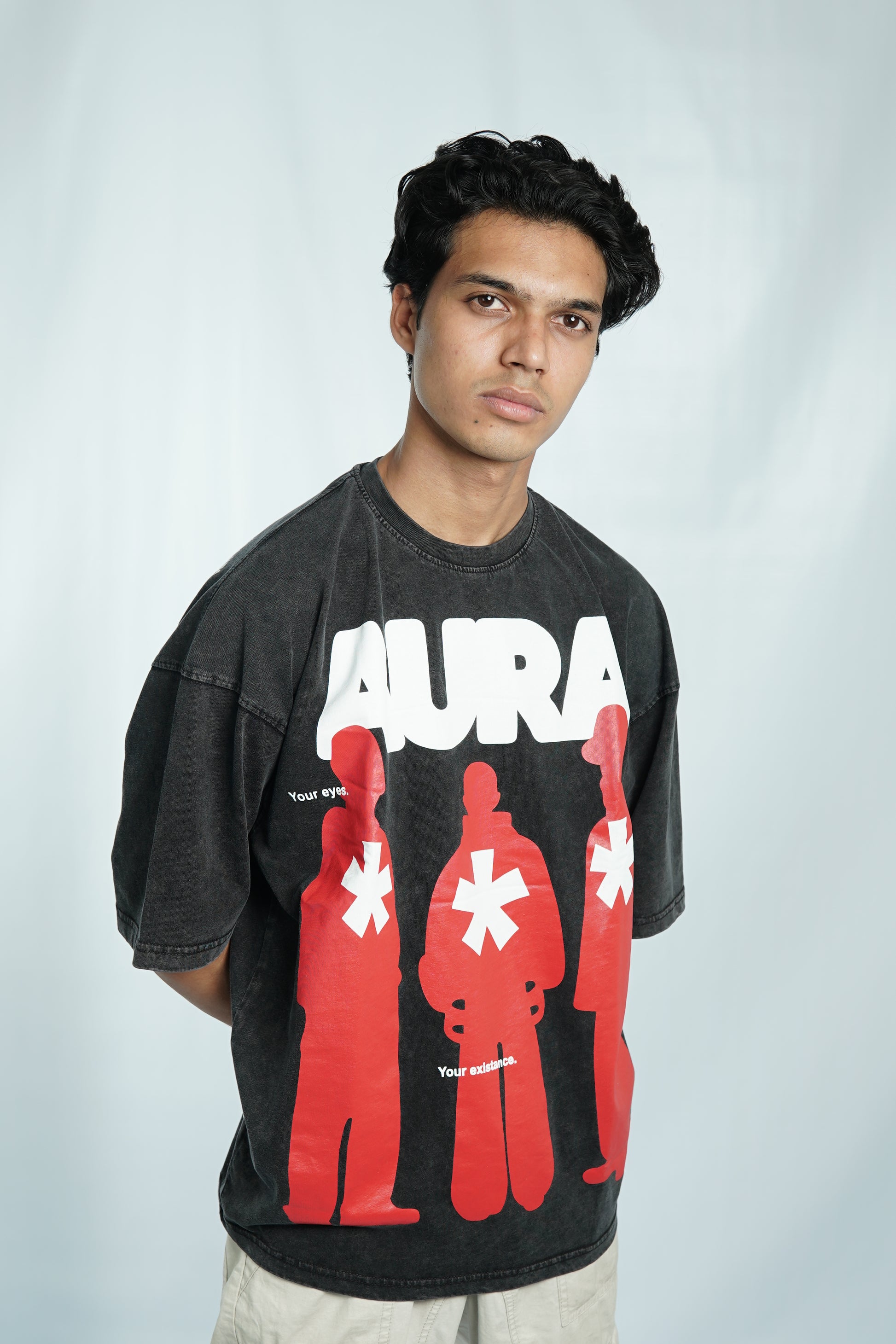 Aura Acid Wash Drop Shoulder T-Shirt