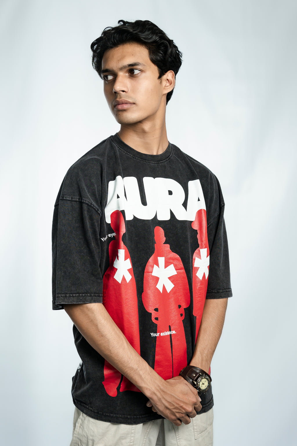 Aura Acid Wash Drop Shoulder T-Shirt