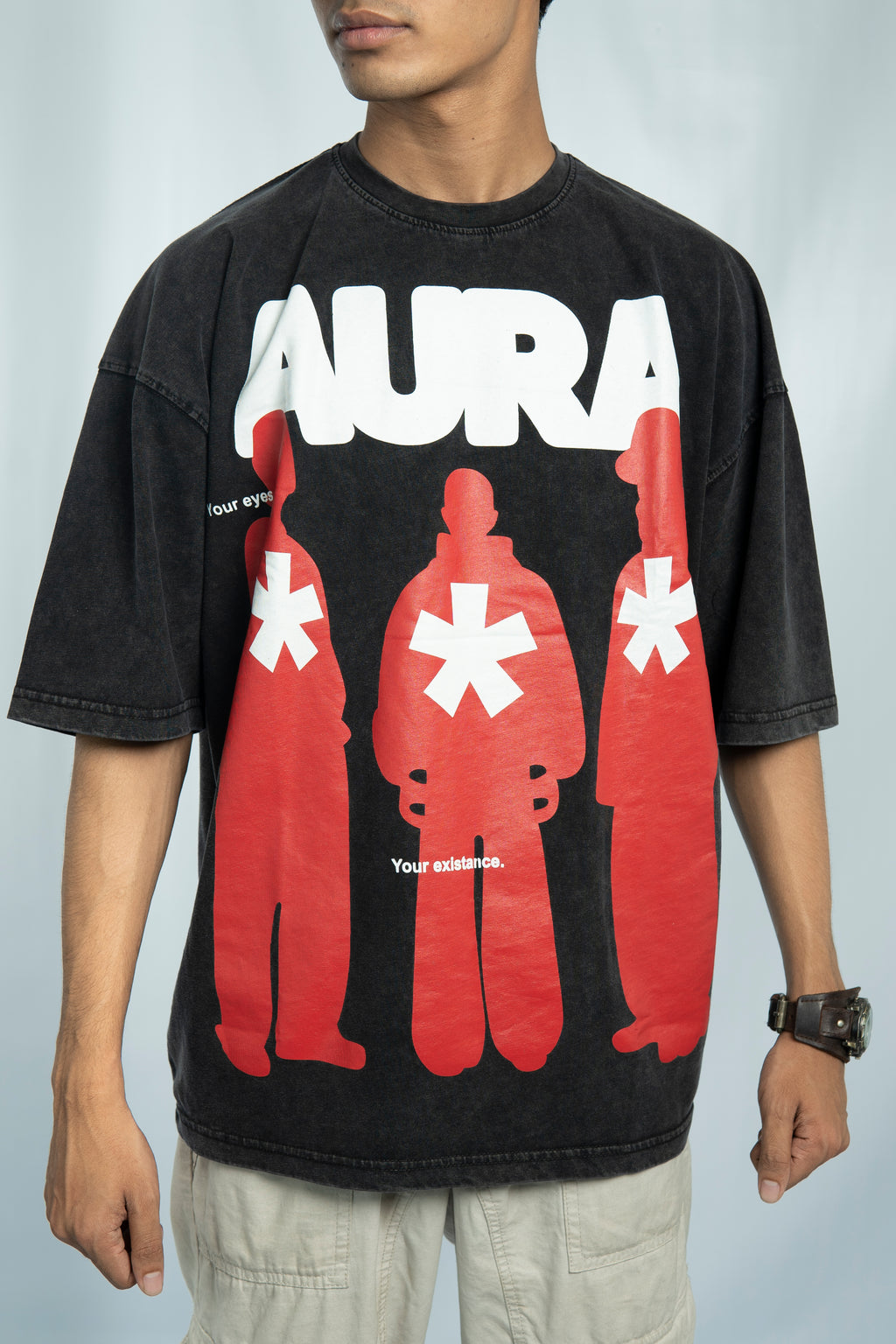 Aura Acid Wash Drop Shoulder T-Shirt