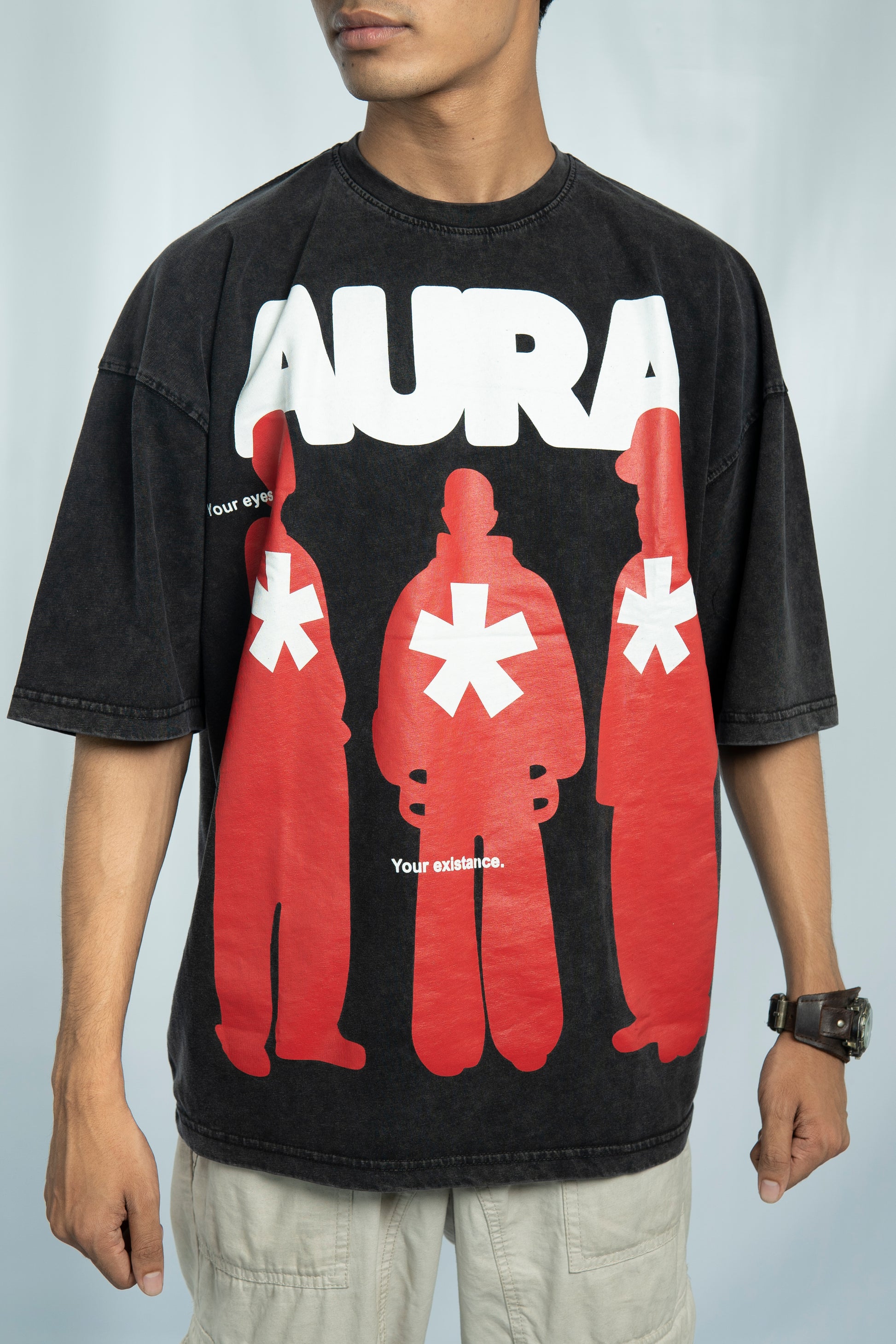 Aura Acid Wash Drop Shoulder T-Shirt