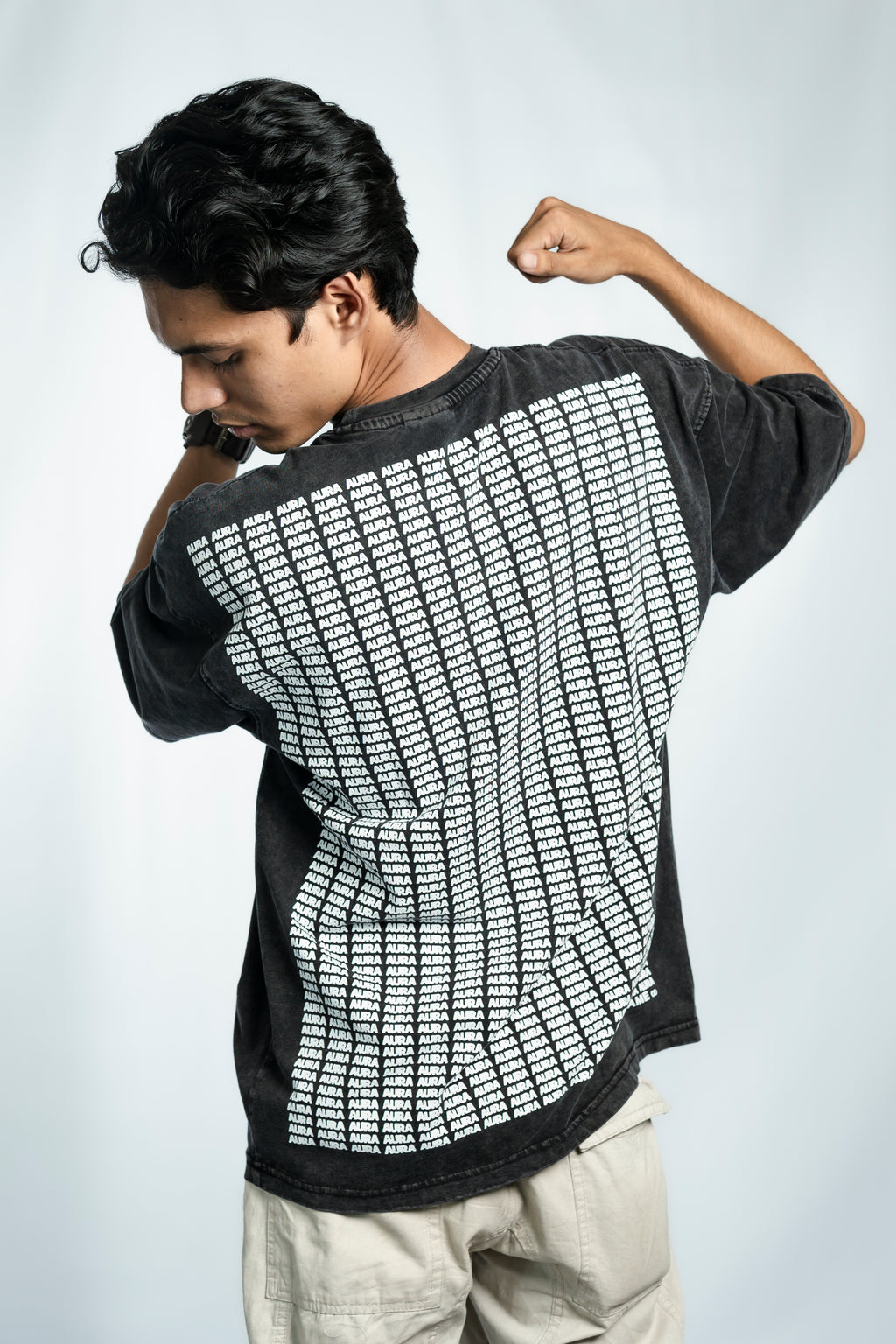 Aura Acid Wash Drop Shoulder T-Shirt
