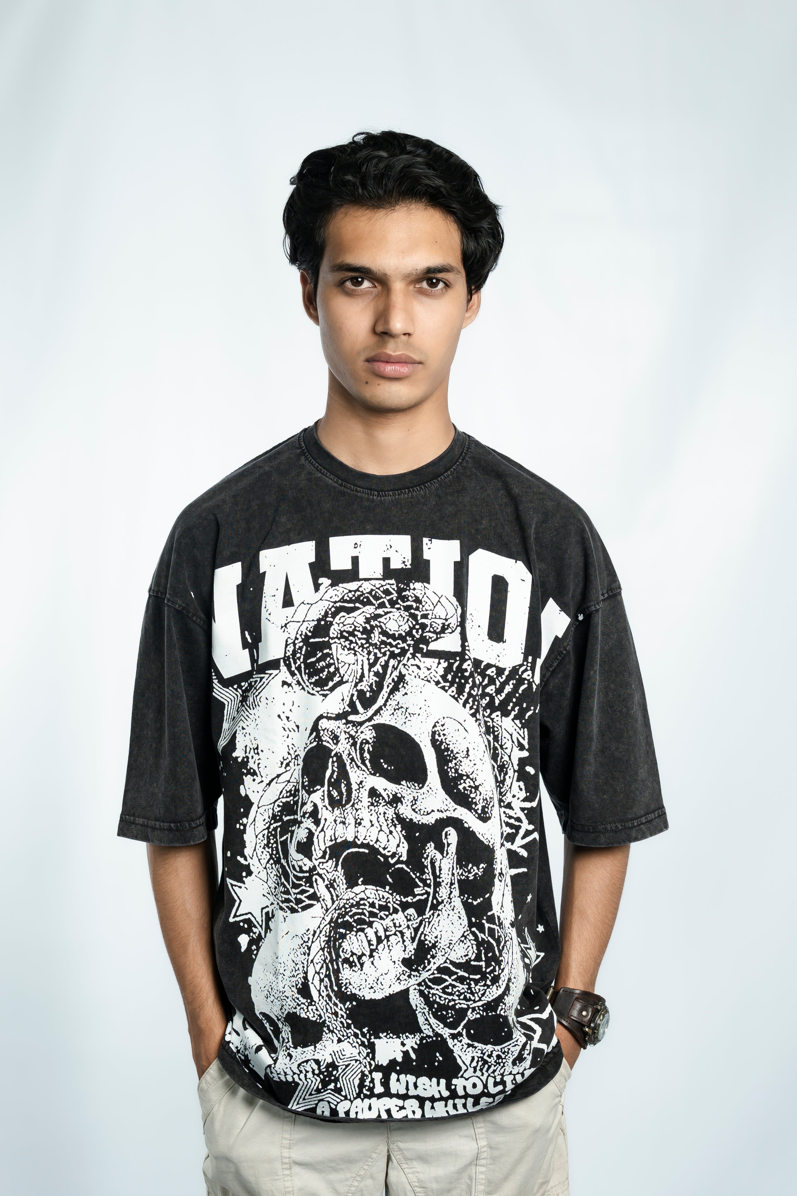 Nation Acid Wash Drop Shoulder T-Shirt