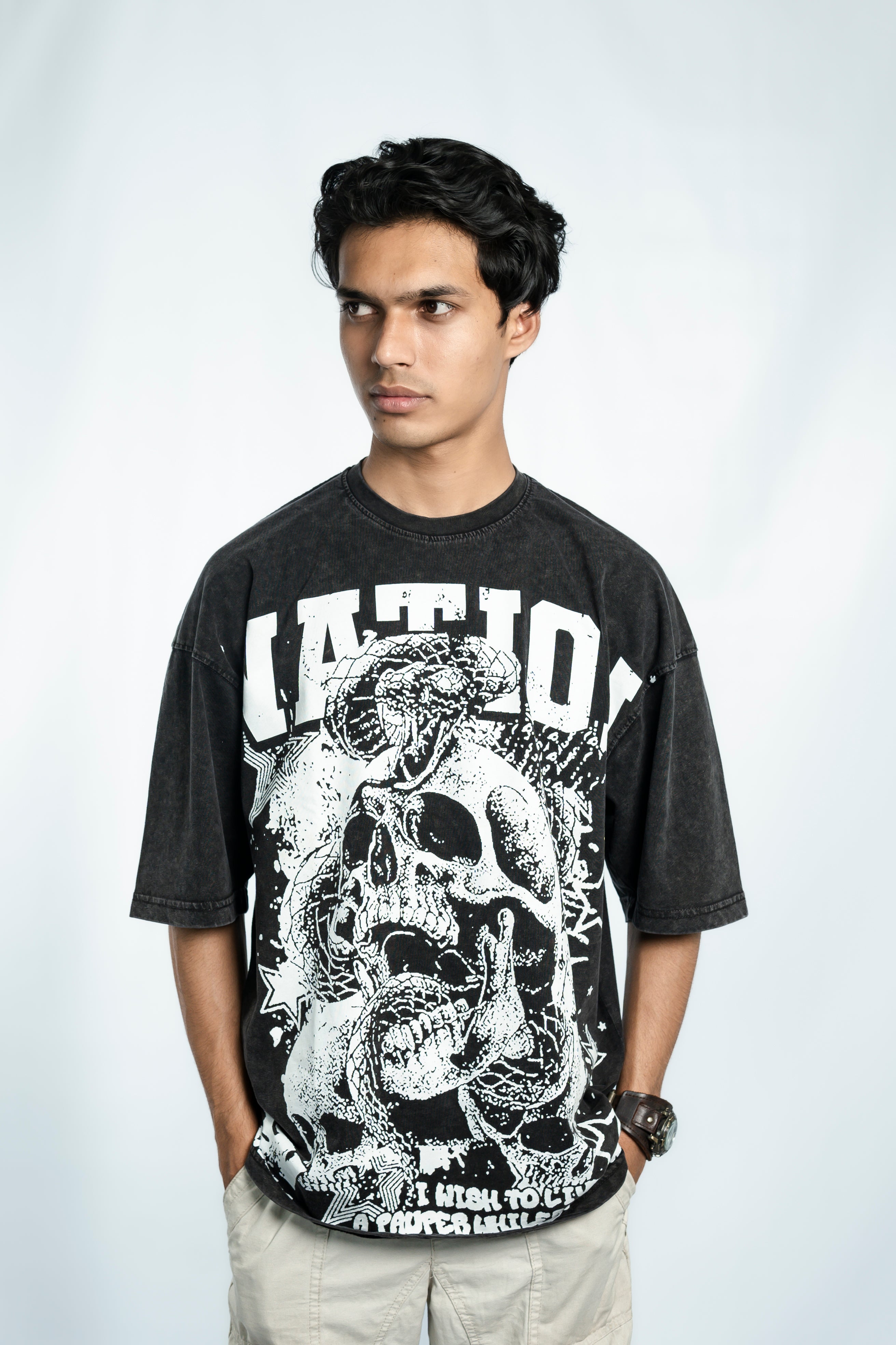 Nation Acid Wash Drop Shoulder T-Shirt