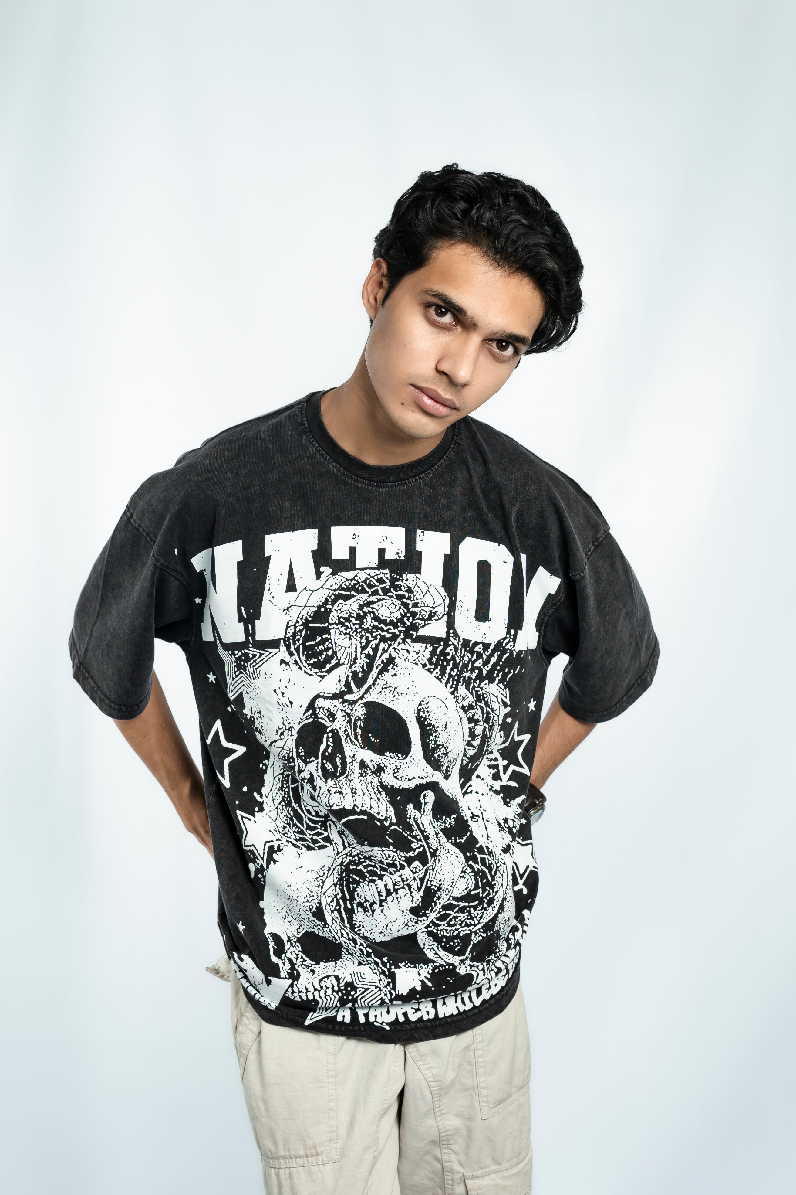 Nation Acid Wash Drop Shoulder T-Shirt