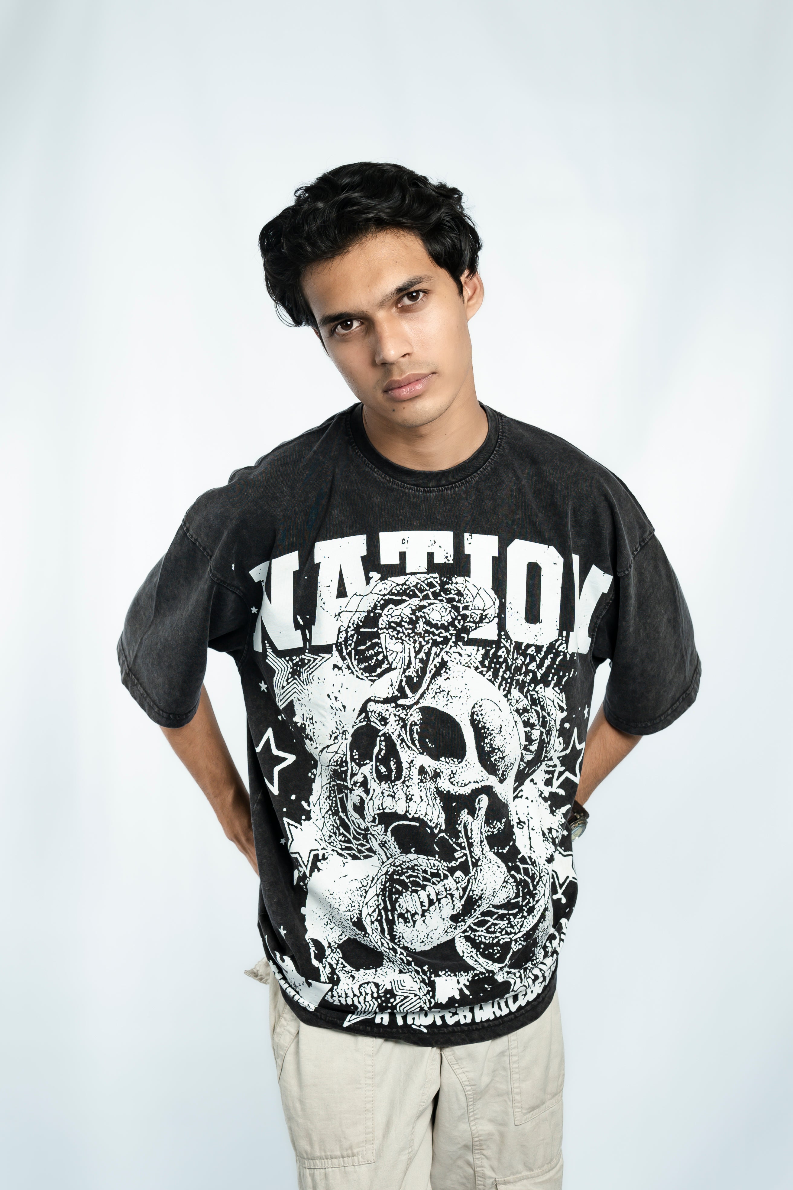 Nation Acid Wash Drop Shoulder T-Shirt