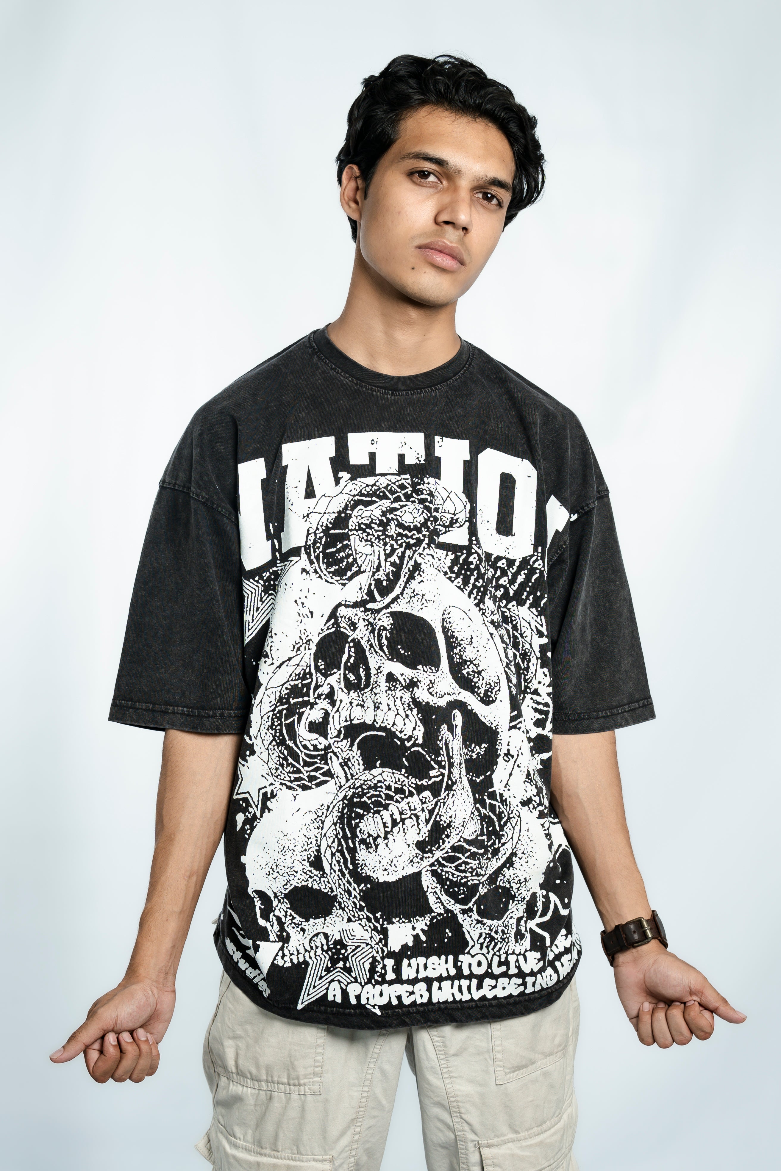 Nation Acid Wash Drop Shoulder T-Shirt