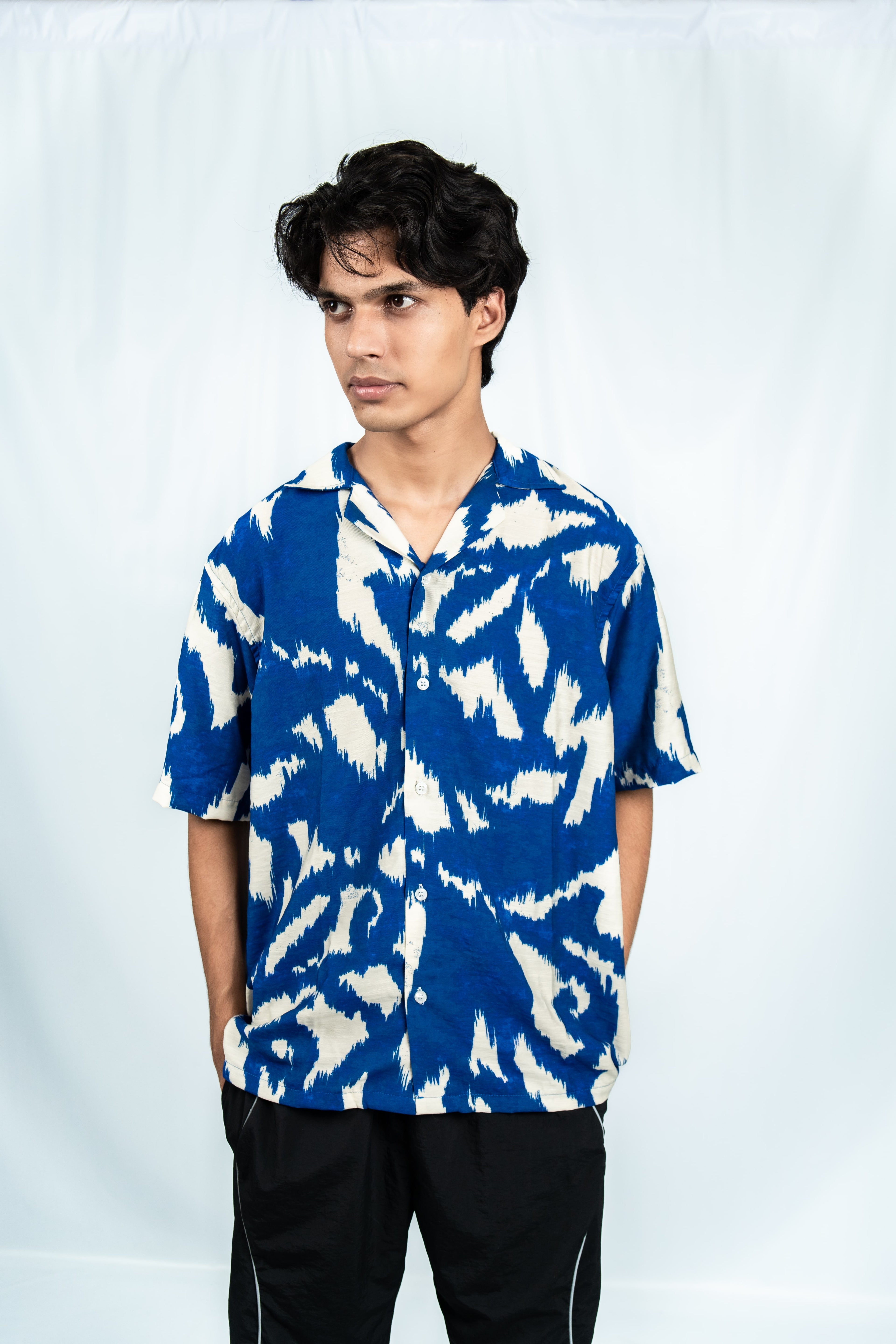 Blue Cuban Collar Shirt