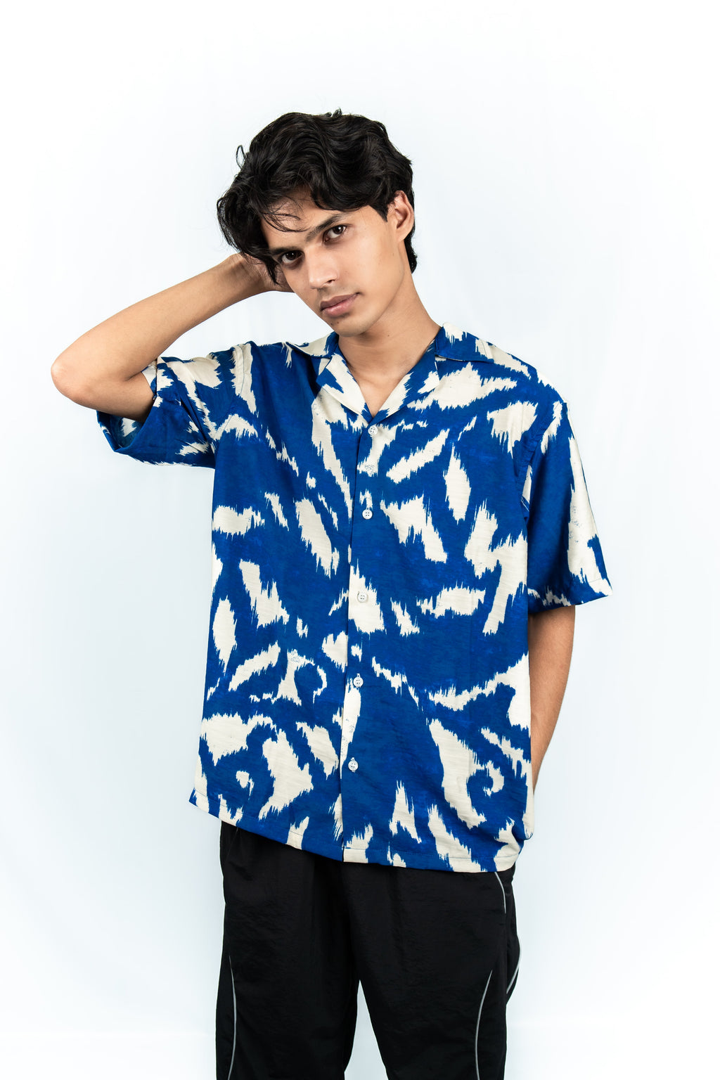 Blue Cuban Collar Shirt