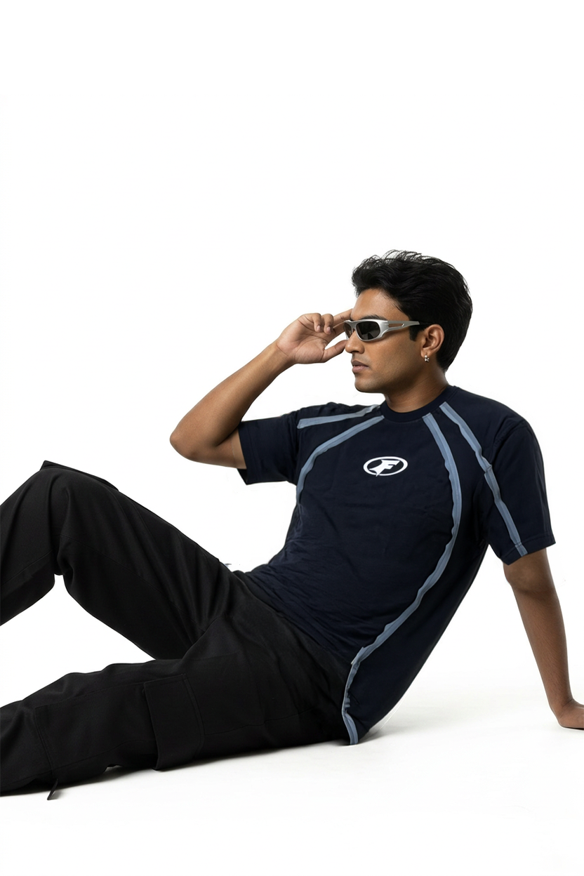 Hazycurv  Black Drop Shoulder T-Shirt