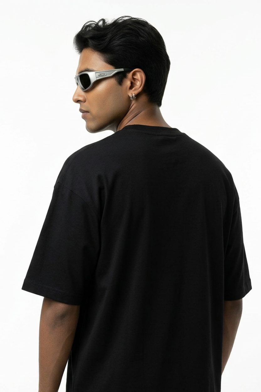 Hazycurv  Black Drop Shoulder T-Shirt