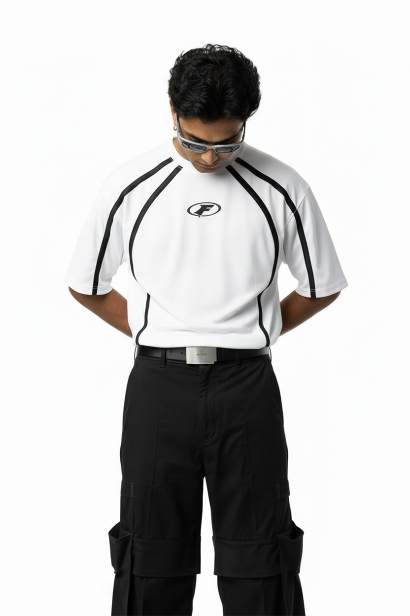 Hazycurv White Drop Shoulder T-Shirt